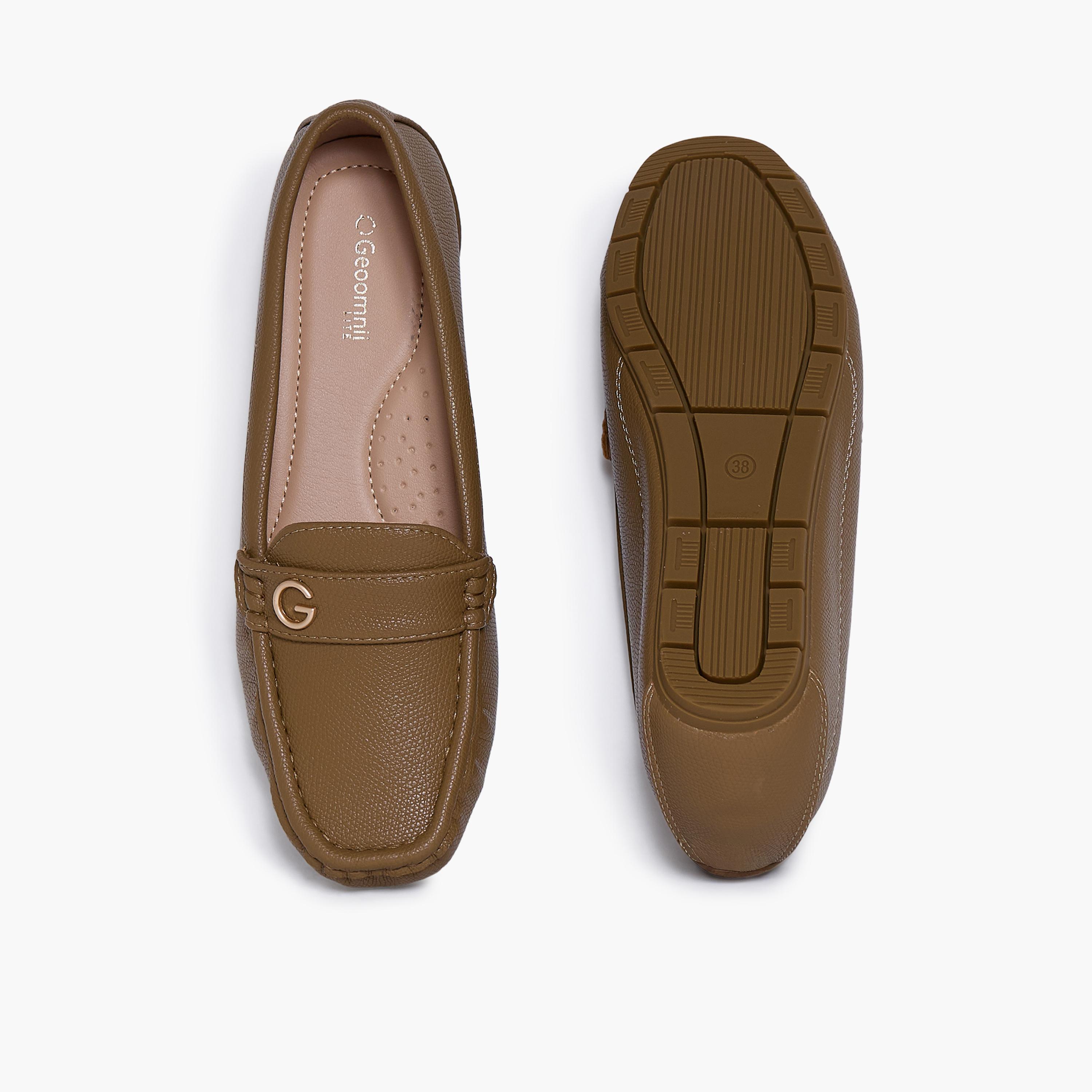 جيومني - حذاء كاثرين1 سهل الارتداء بكعب إسفيني للنساء | G25225-19-BROWN-women-shoes-flats-loafers-image-3