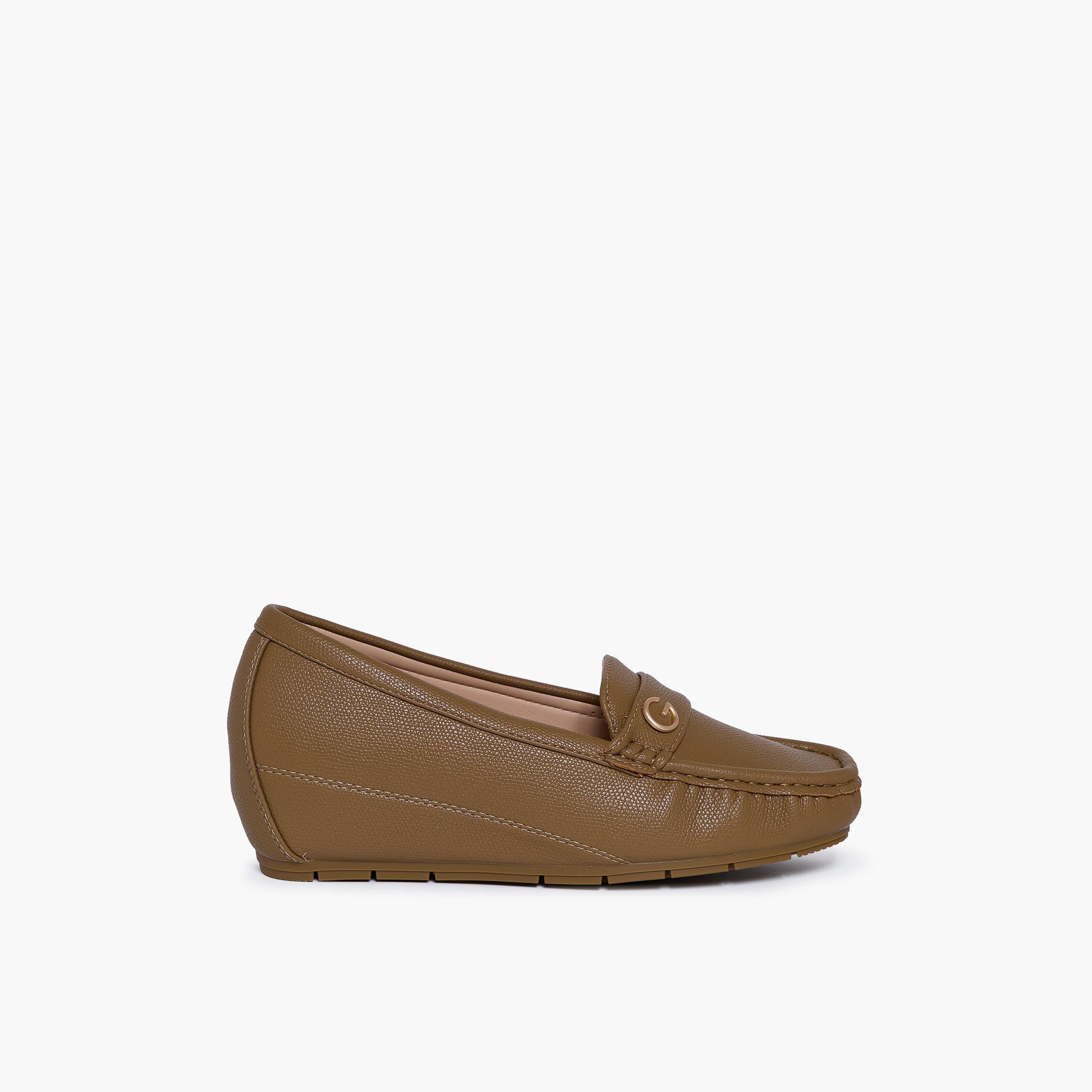 Geoomnii Women's Slip-On Katherine1 Wedge Loafers | G25225-19-BROWN-women-shoes-flats-loafers-image-4
