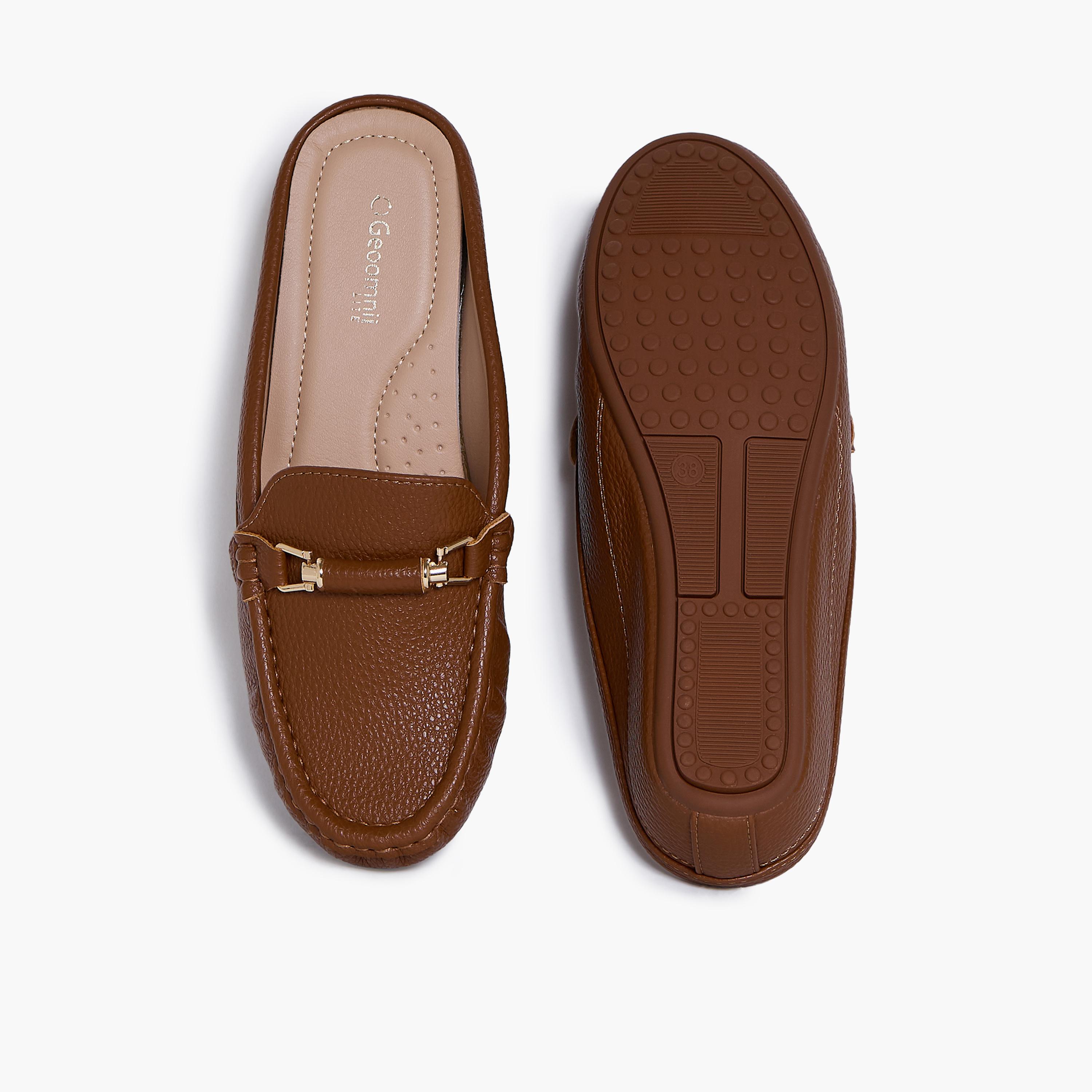 جيومني - حذاء كاثلين1 سهل الارتداء نعل سميك للنساء | G25225-23-BROWN-women-shoes-flats-mules-image-3