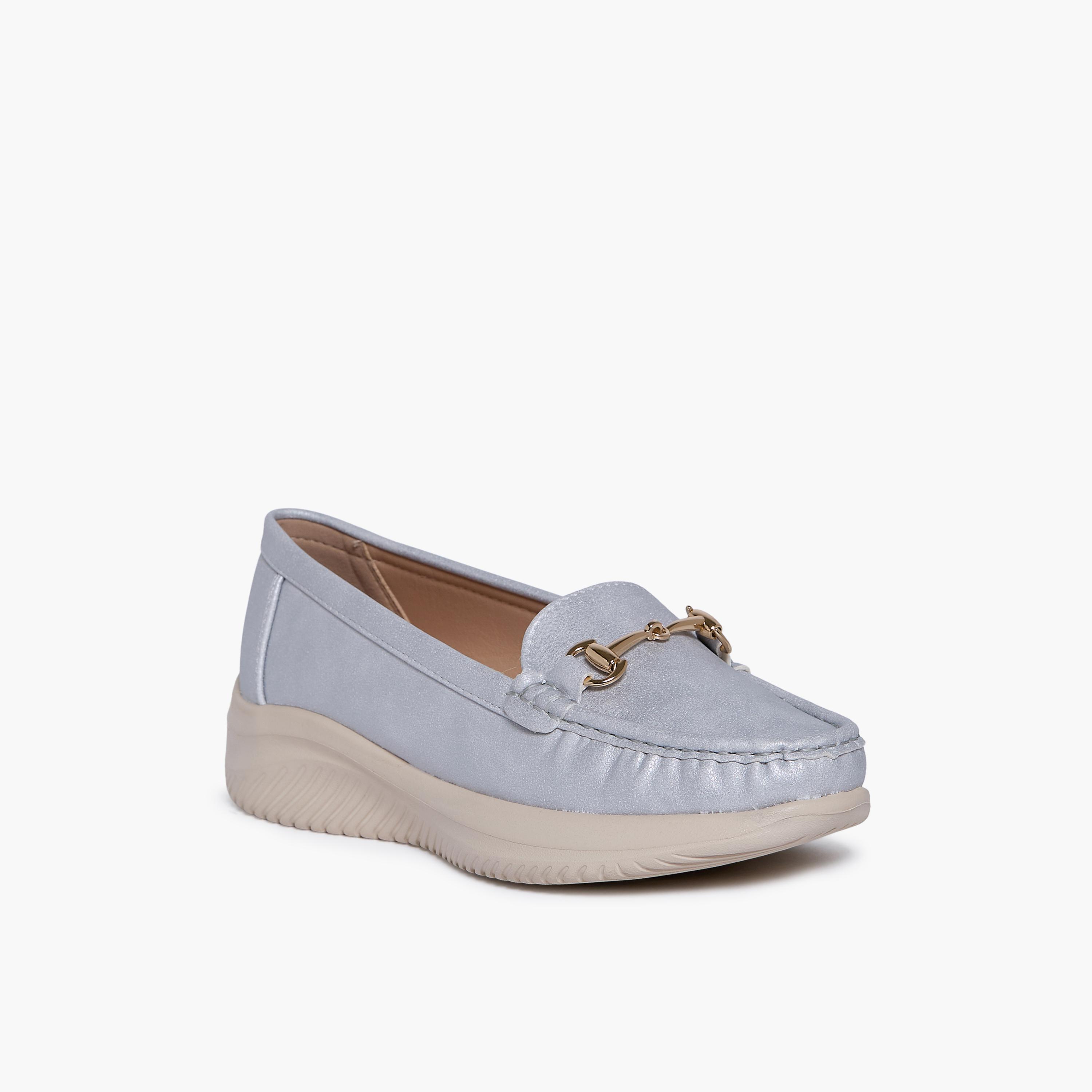 Geoomnii Women's Slip-On Kay1 Flatform Loafers | G25225-9-SILVER-women-shoes-flats-loafers-image-1