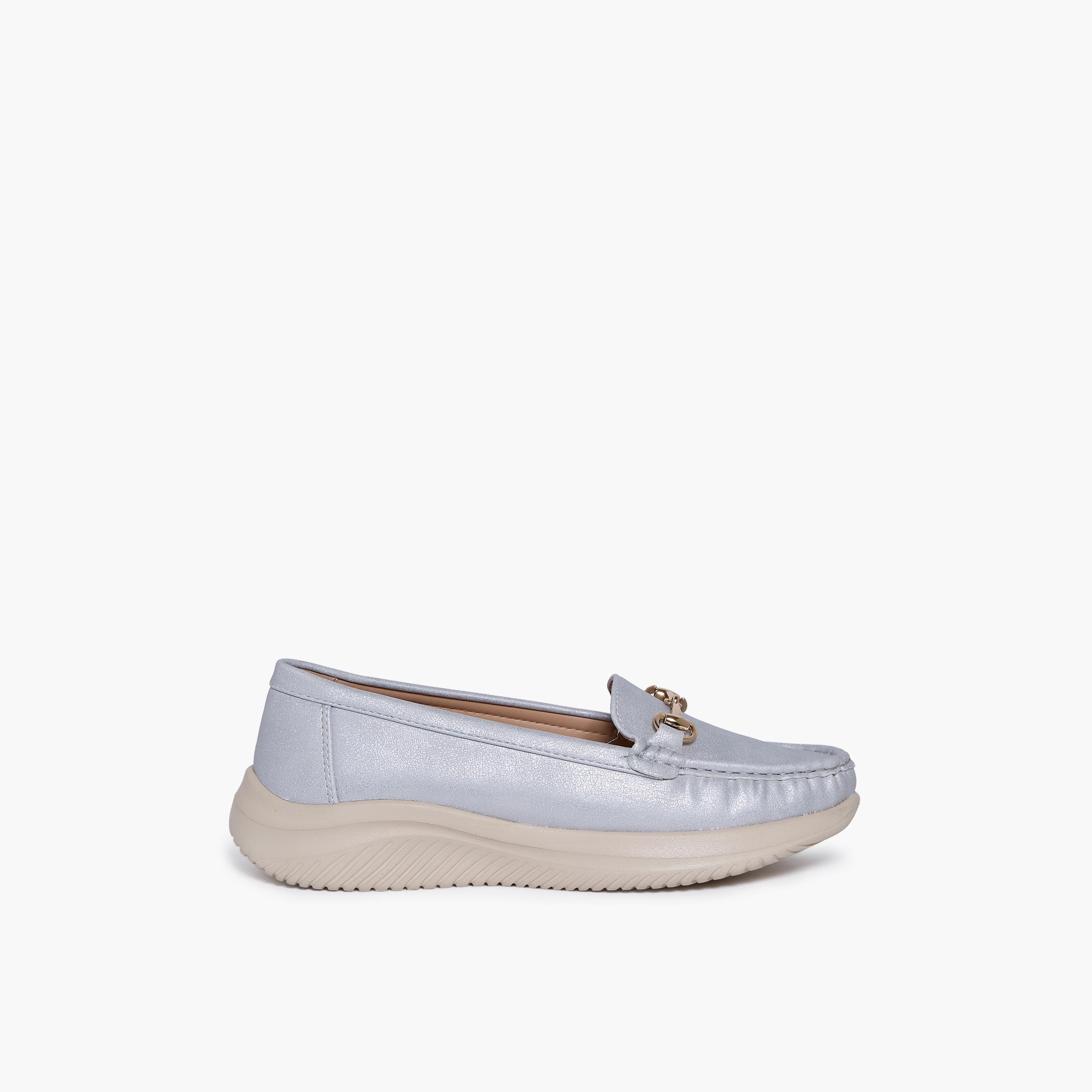 Geoomnii Women's Slip-On Kay1 Flatform Loafers | G25225-9-SILVER-women-shoes-flats-loafers-image-4