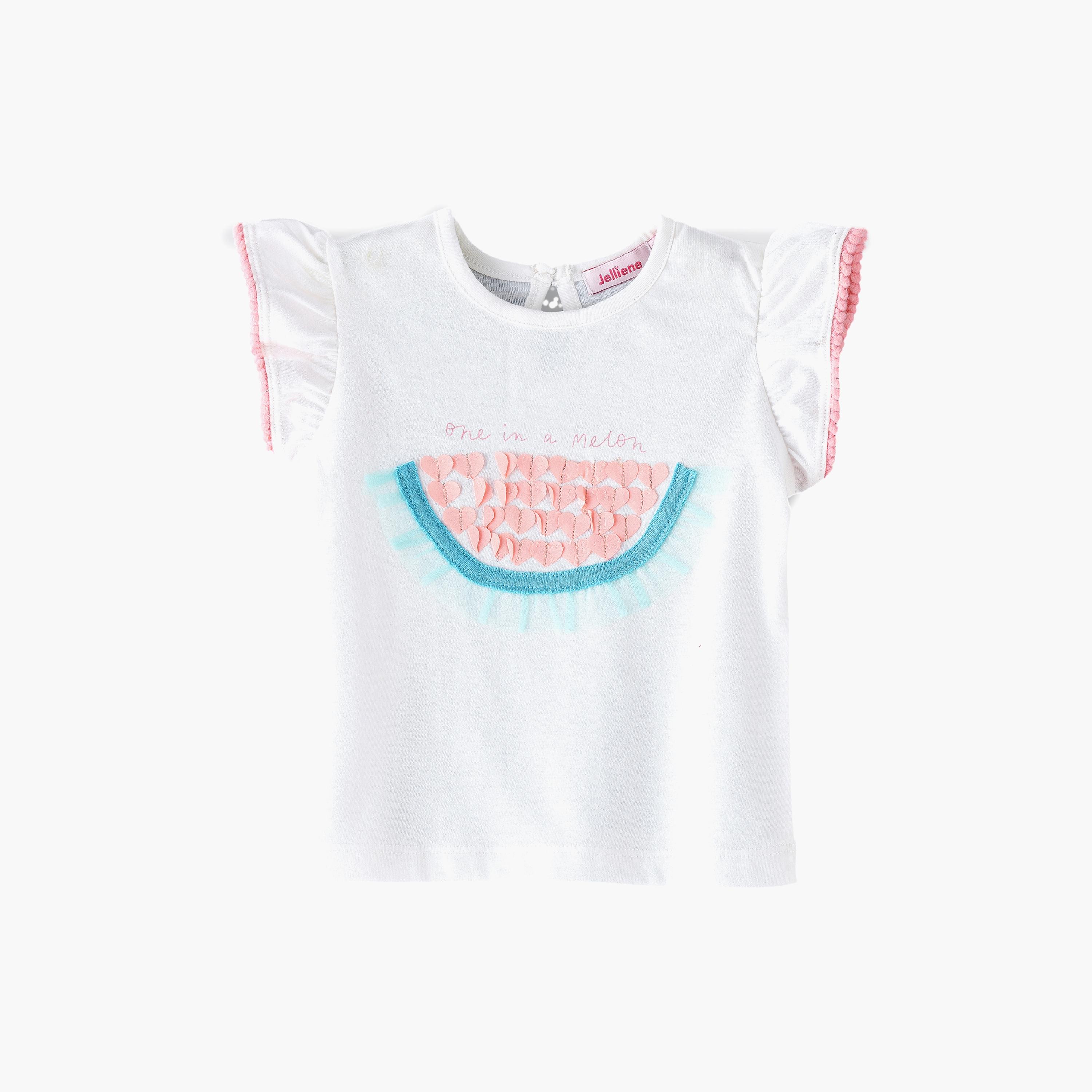 UniqKidz Embellished Cap Sleeves T-Shirt-baby-girls-clothing-tshirts-image-1