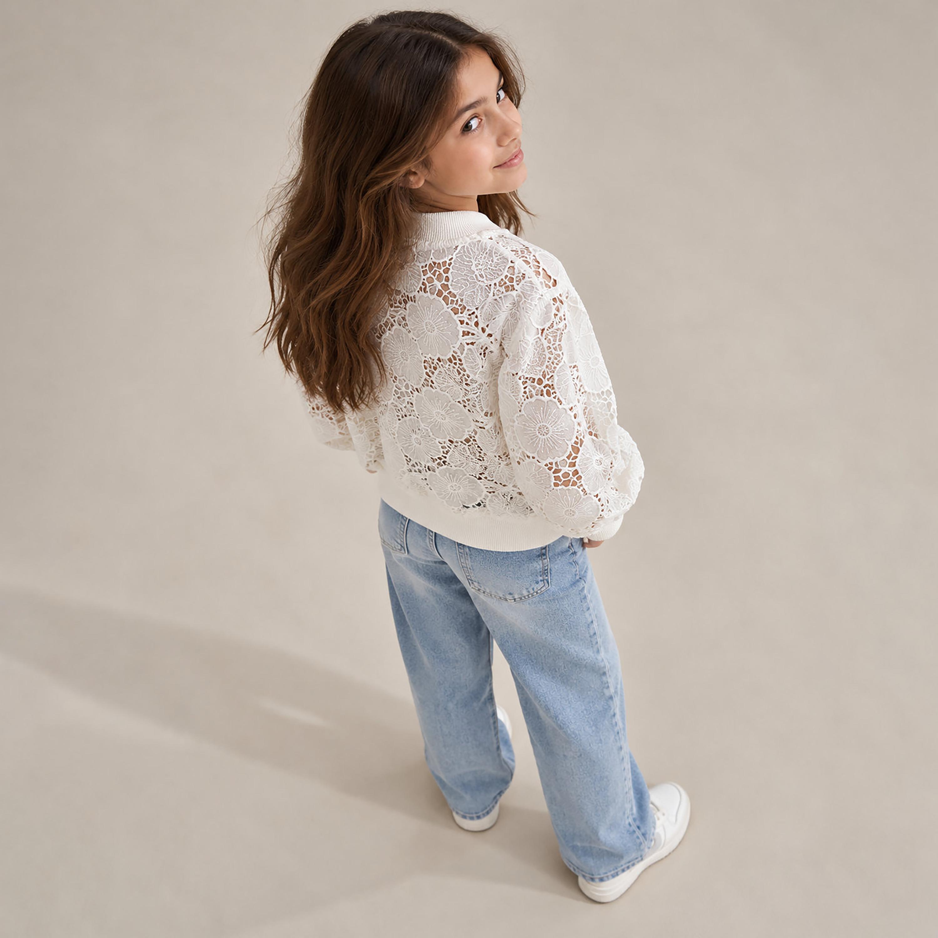 Victor and Jane Floral Lace Long Sleeves Zip-Up Casual Jacket-girls-clothing-winterwear-jacketsandcoats-image-4