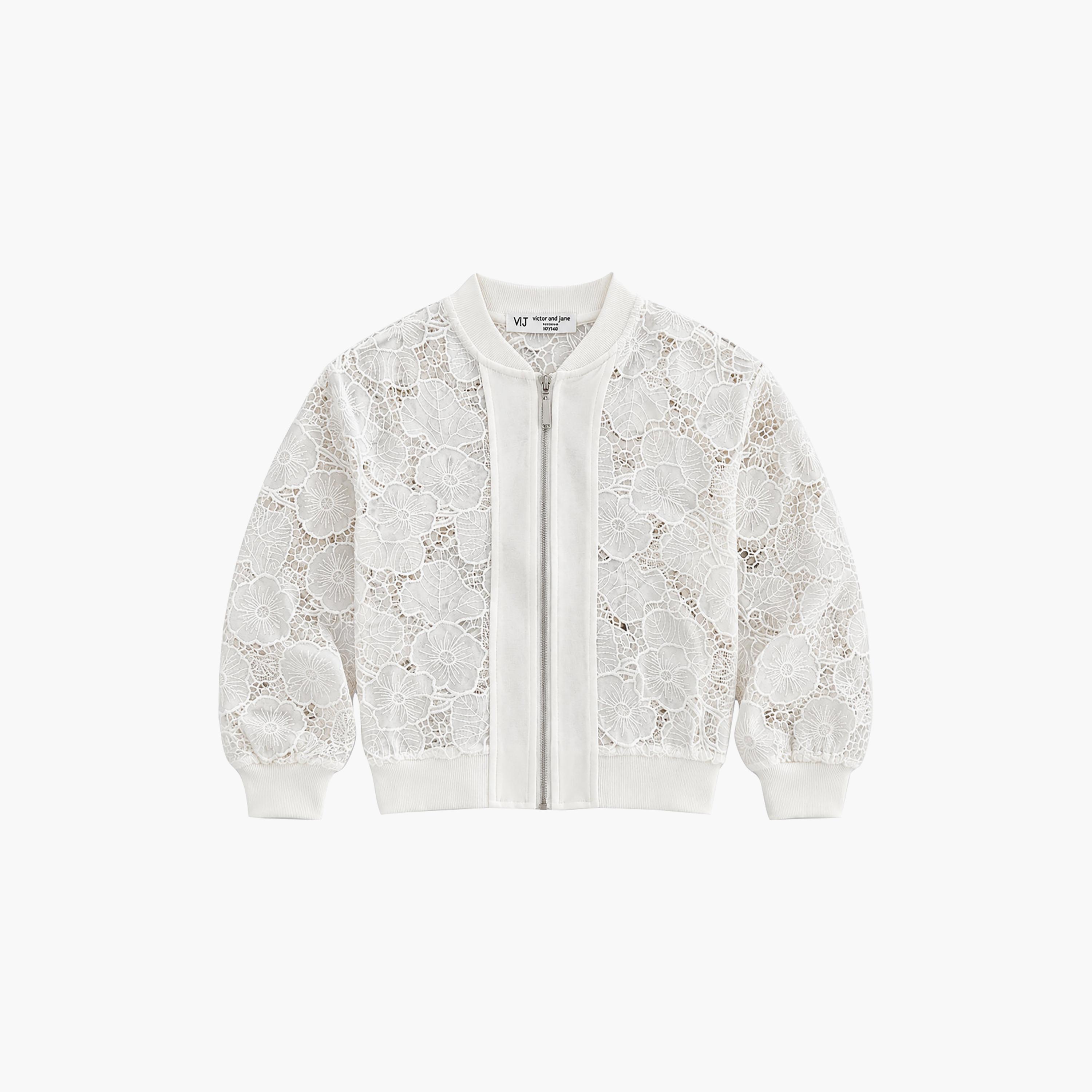 Victor and Jane Floral Lace Long Sleeves Zip-Up Casual Jacket-girls-clothing-winterwear-jacketsandcoats-image-5