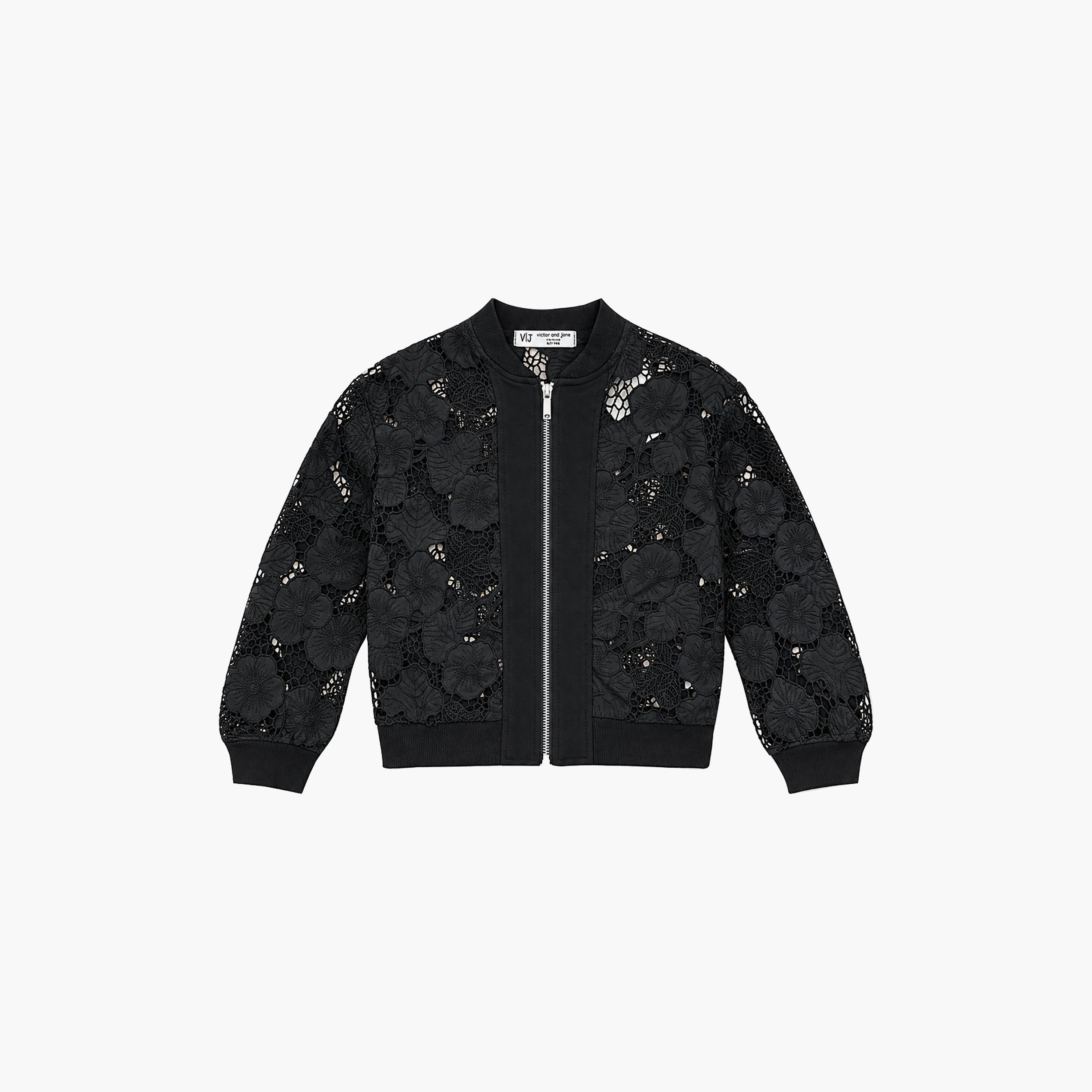 Victor and Jane Floral Lace Long Sleeves Zip-Up Casual Jacket-girls-clothing-winterwear-jacketsandcoats-image-5