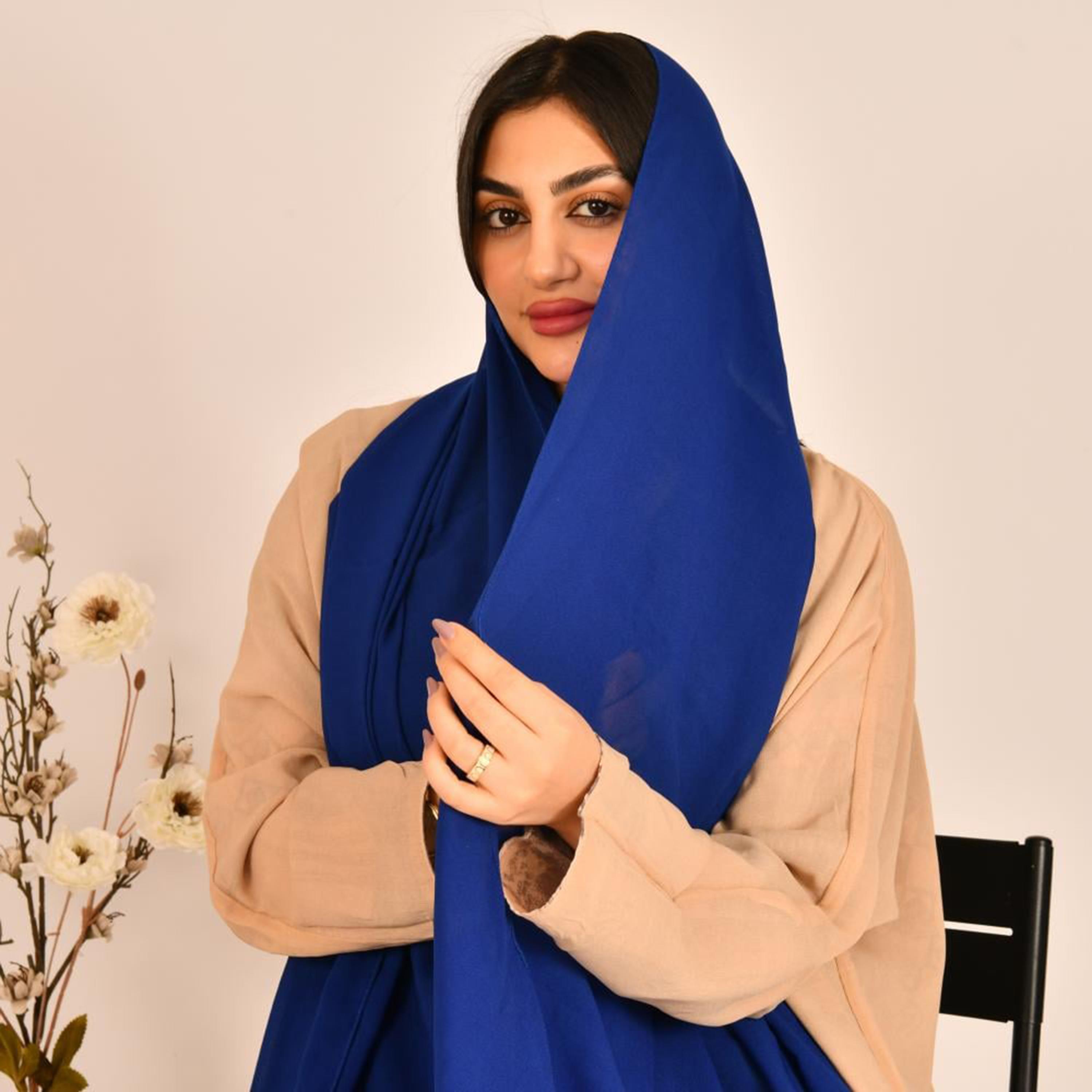 Beyond Abaya Blue Plain Women's Hijab-women-arabicclothing-headscarf-hijab-image-1