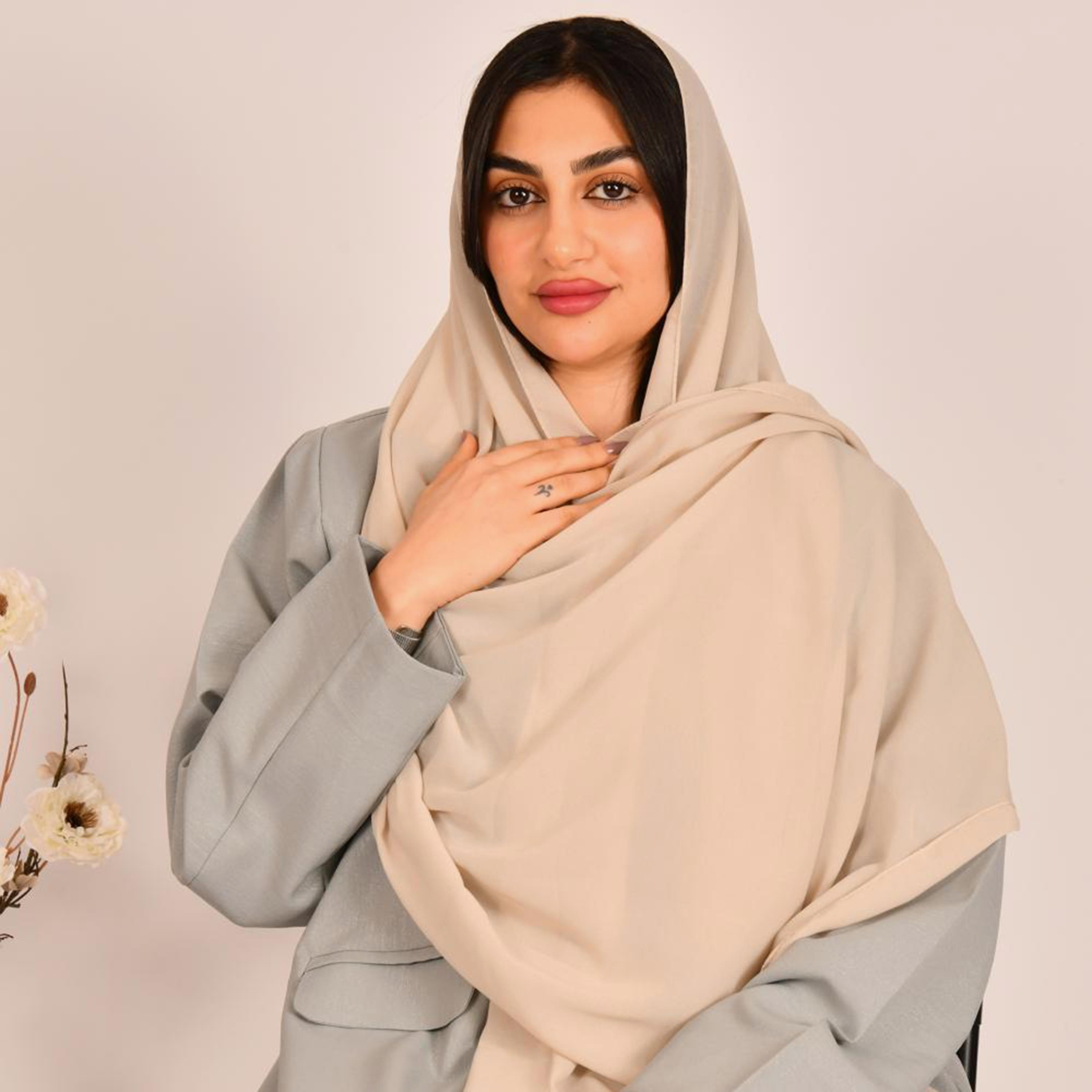 Beyond Abaya Beige Silk Women's Hijab-women-arabicclothing-headscarf-hijab-image-1