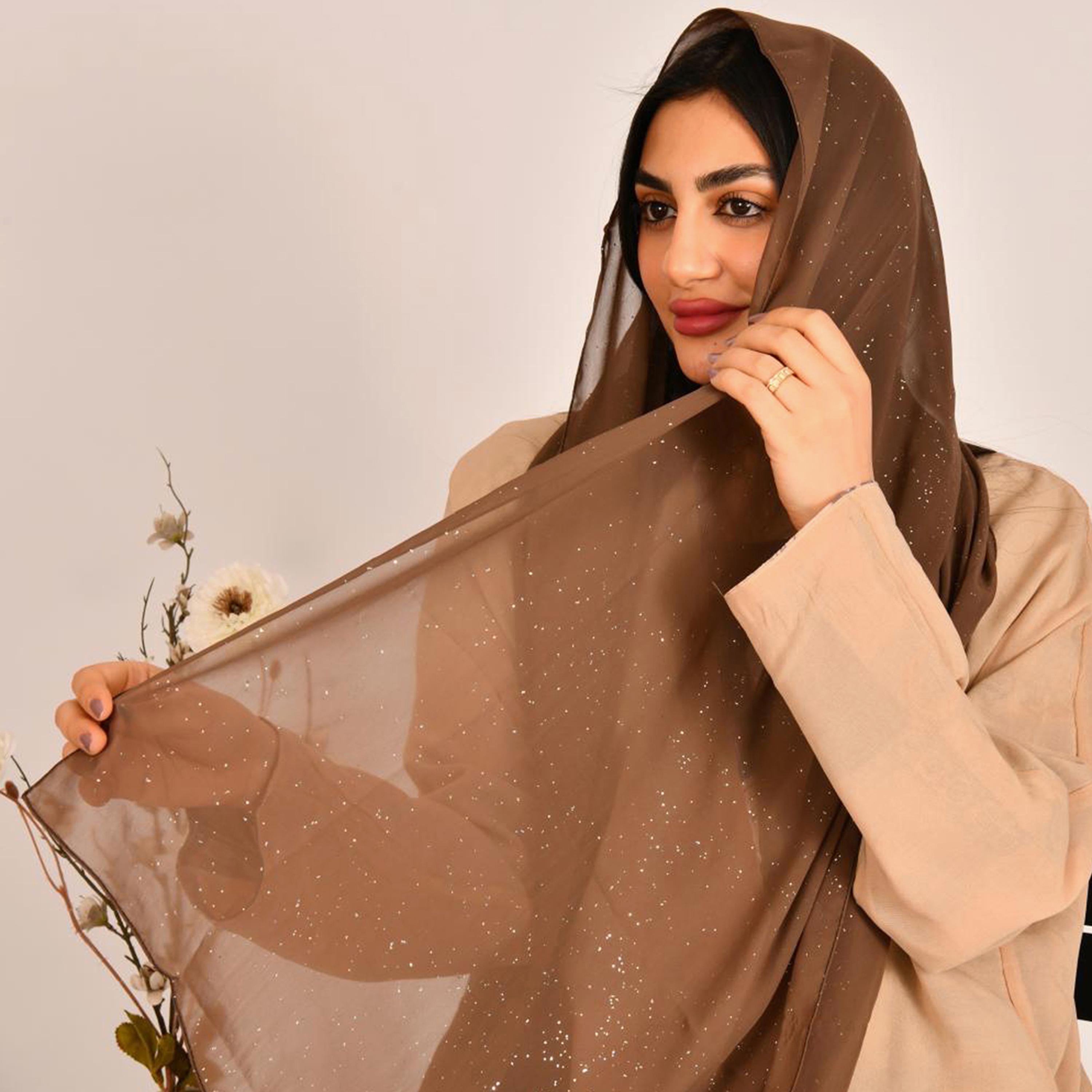 Beyond Abaya Brown Glitter Print Women's Hijab-women-arabicclothing-headscarf-hijab-image-2