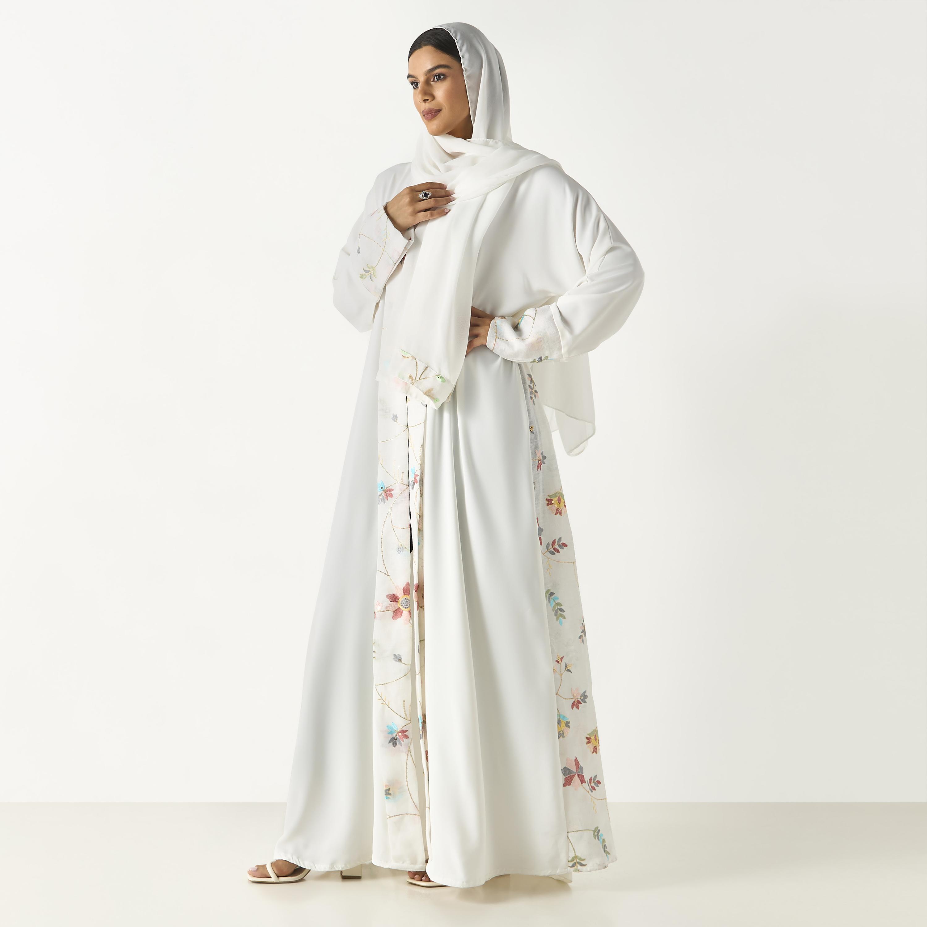 عباية مطرزة بالأزهار مفتوحة من الأمام مع حجاب من حديث المدينة-women-arabicclothing-abayas-image-4