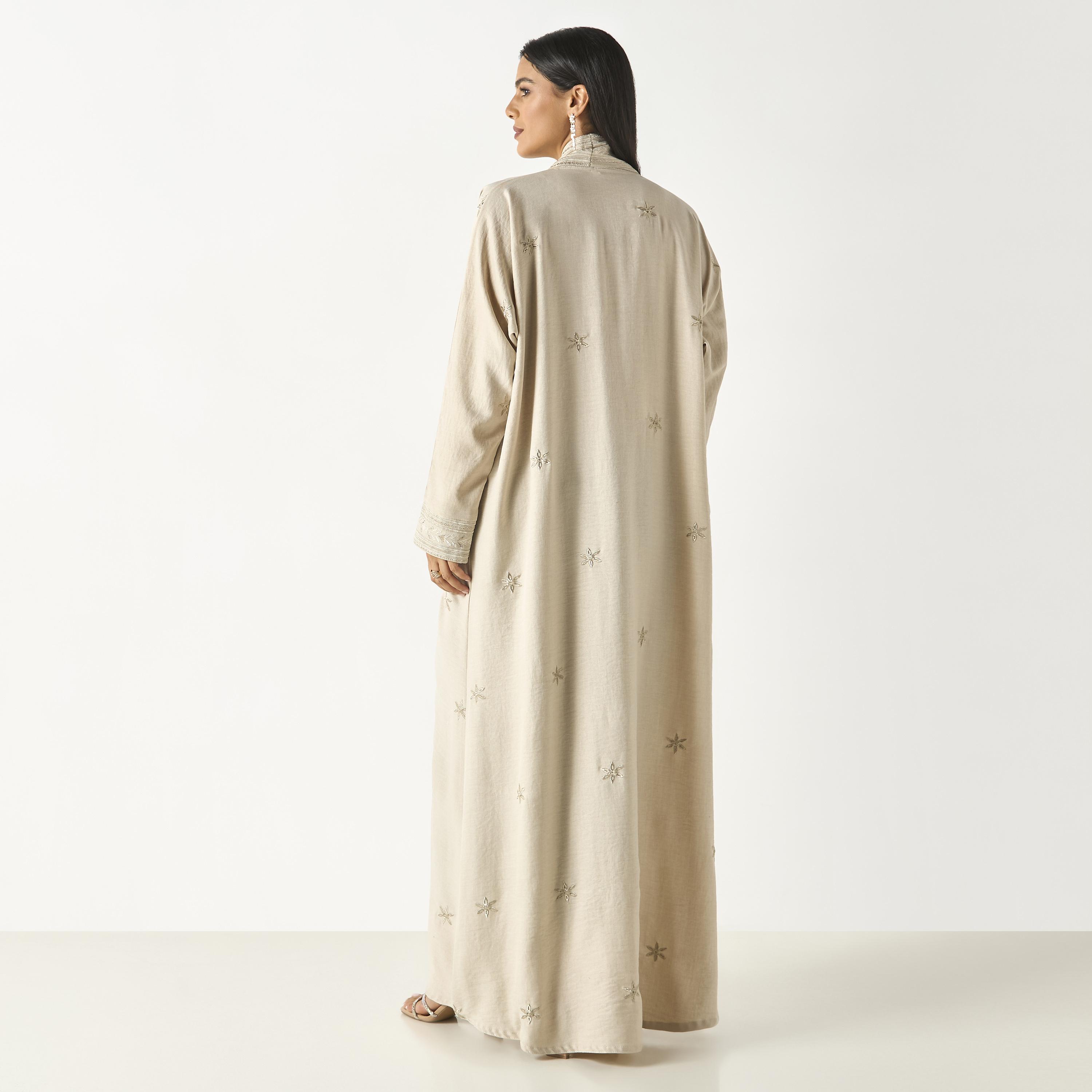 Hadiyath Al Madinah Embroidered Open Front Abaya with Hijab-women-arabicclothing-abayas-image-5