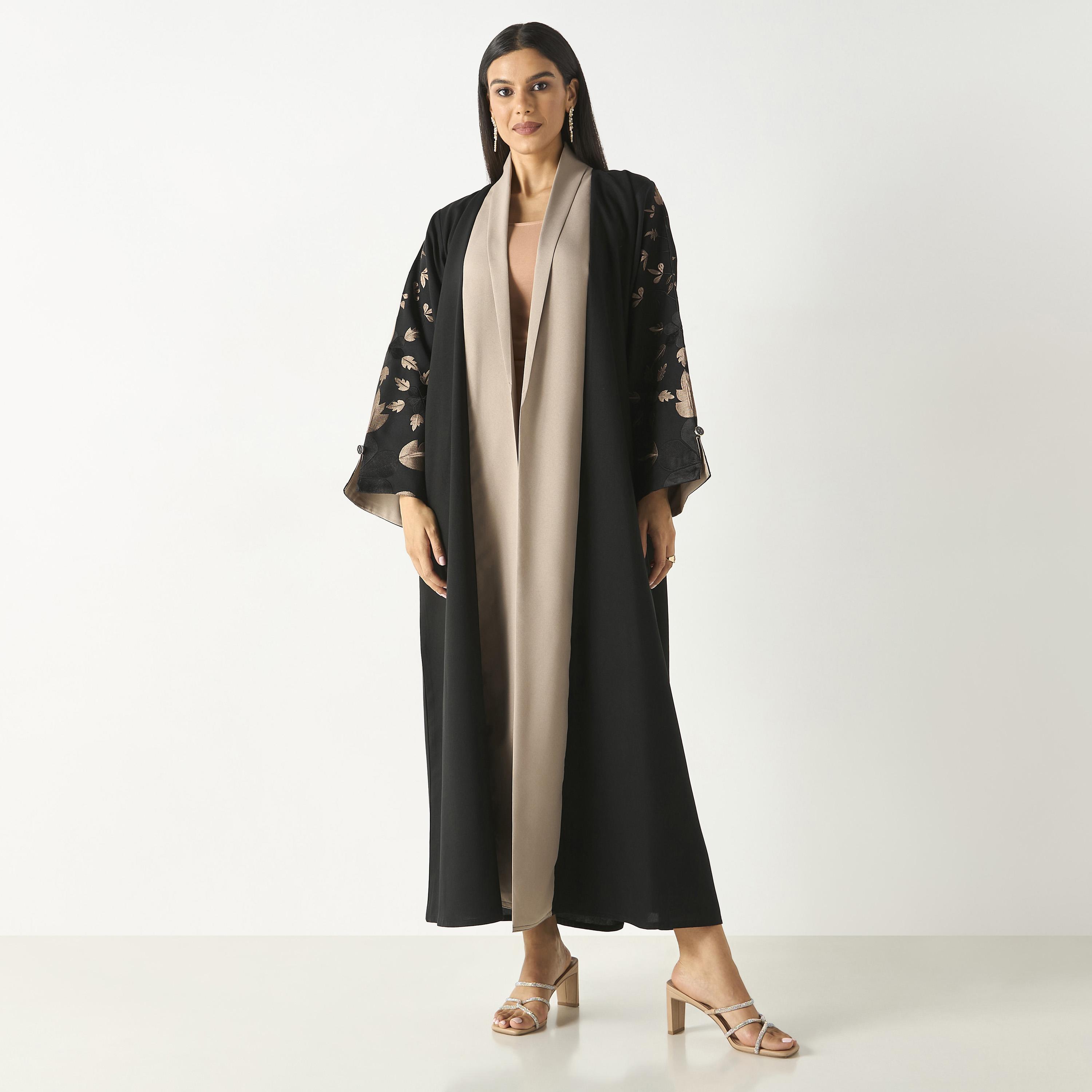 Hadiyath Al Madinah Embroidered Abaya with Hijab-women-arabicclothing-abayas-image-1