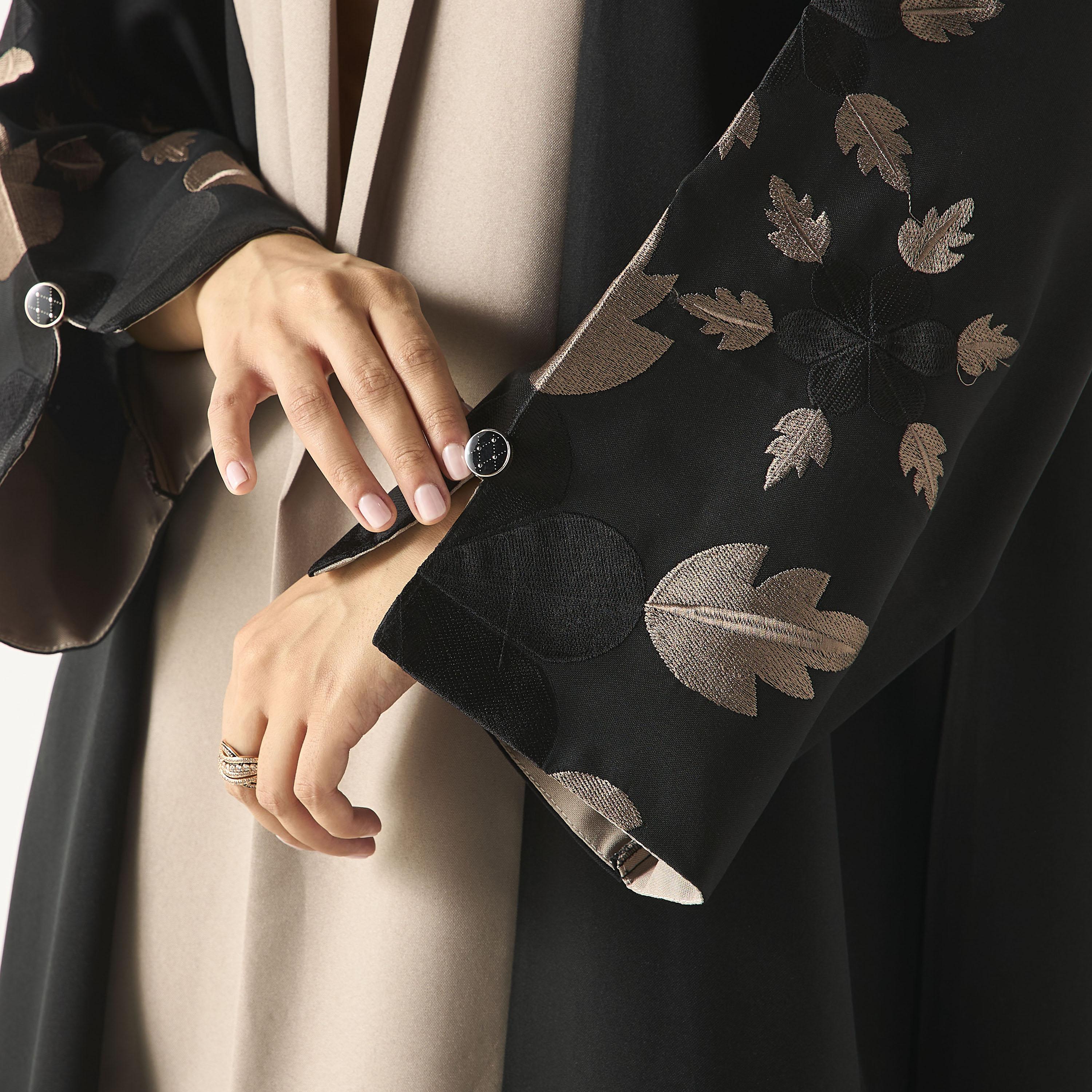 Hadiyath Al Madinah Embroidered Abaya with Hijab-women-arabicclothing-abayas-image-3