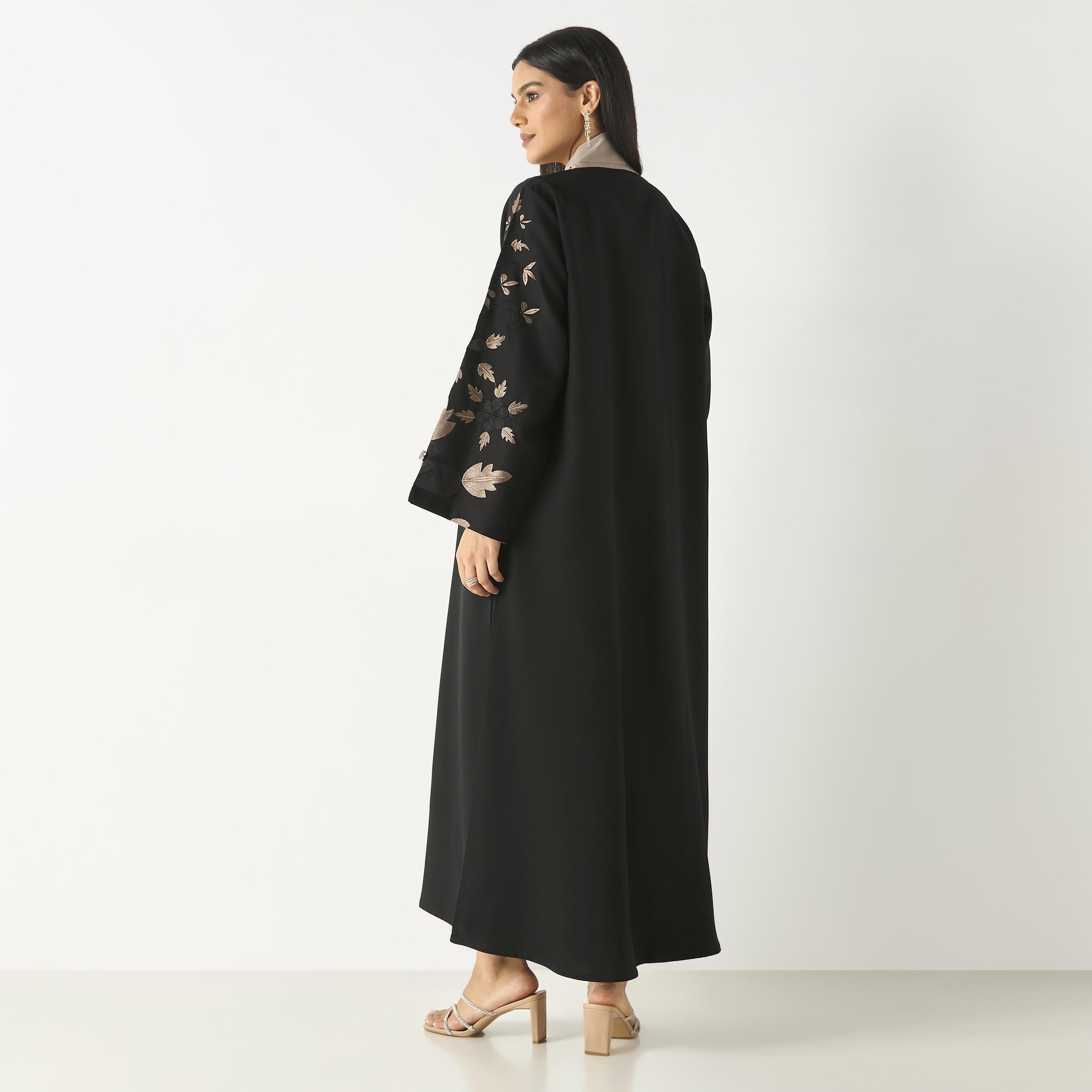 Hadiyath Al Madinah Embroidered Abaya with Hijab-women-arabicclothing-abayas-image-5