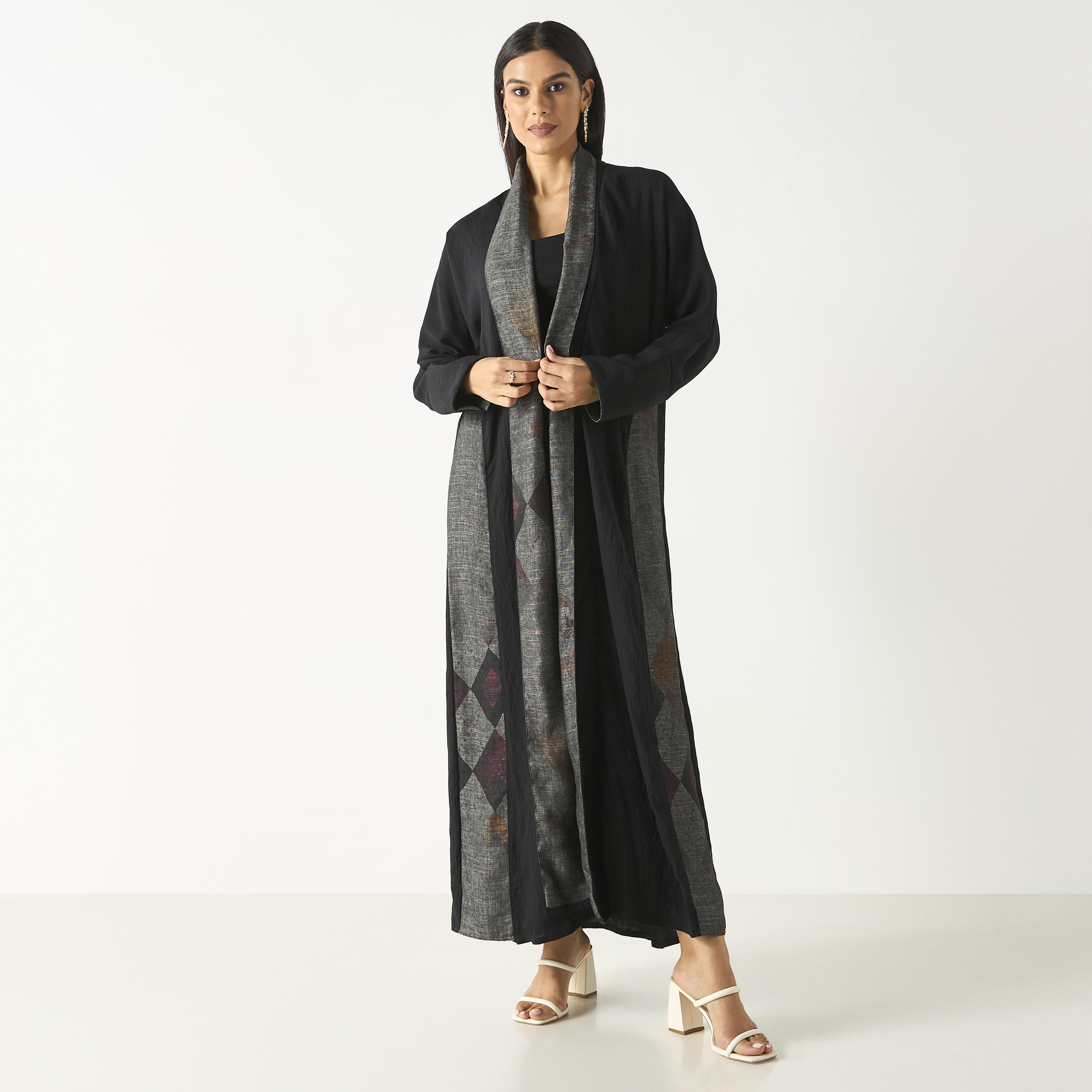 Hadiyath Al Madinah Printed Abaya with Hijab-women-arabicclothing-abayas-image-1