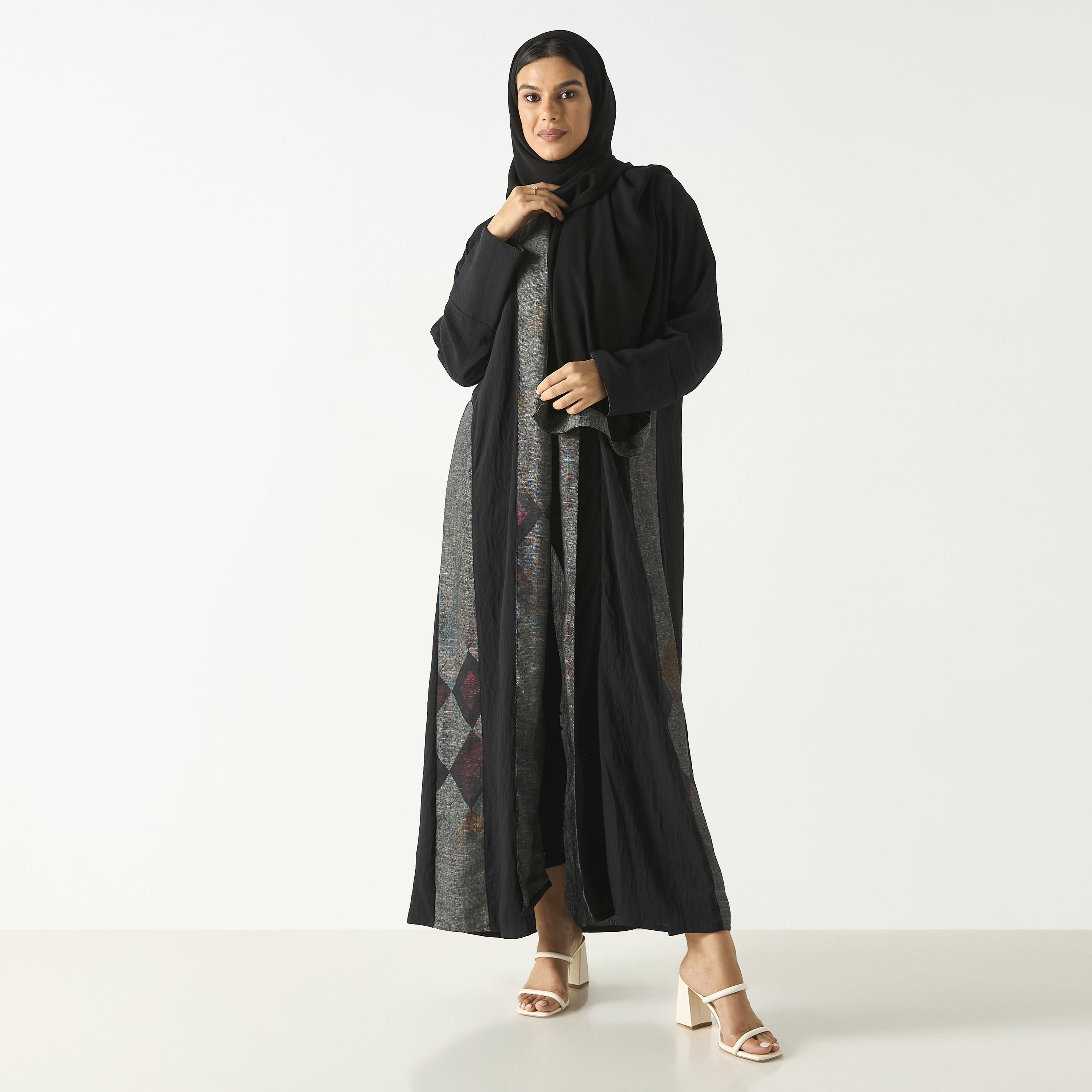 Hadiyath Al Madinah Printed Abaya with Hijab-women-arabicclothing-abayas-image-4