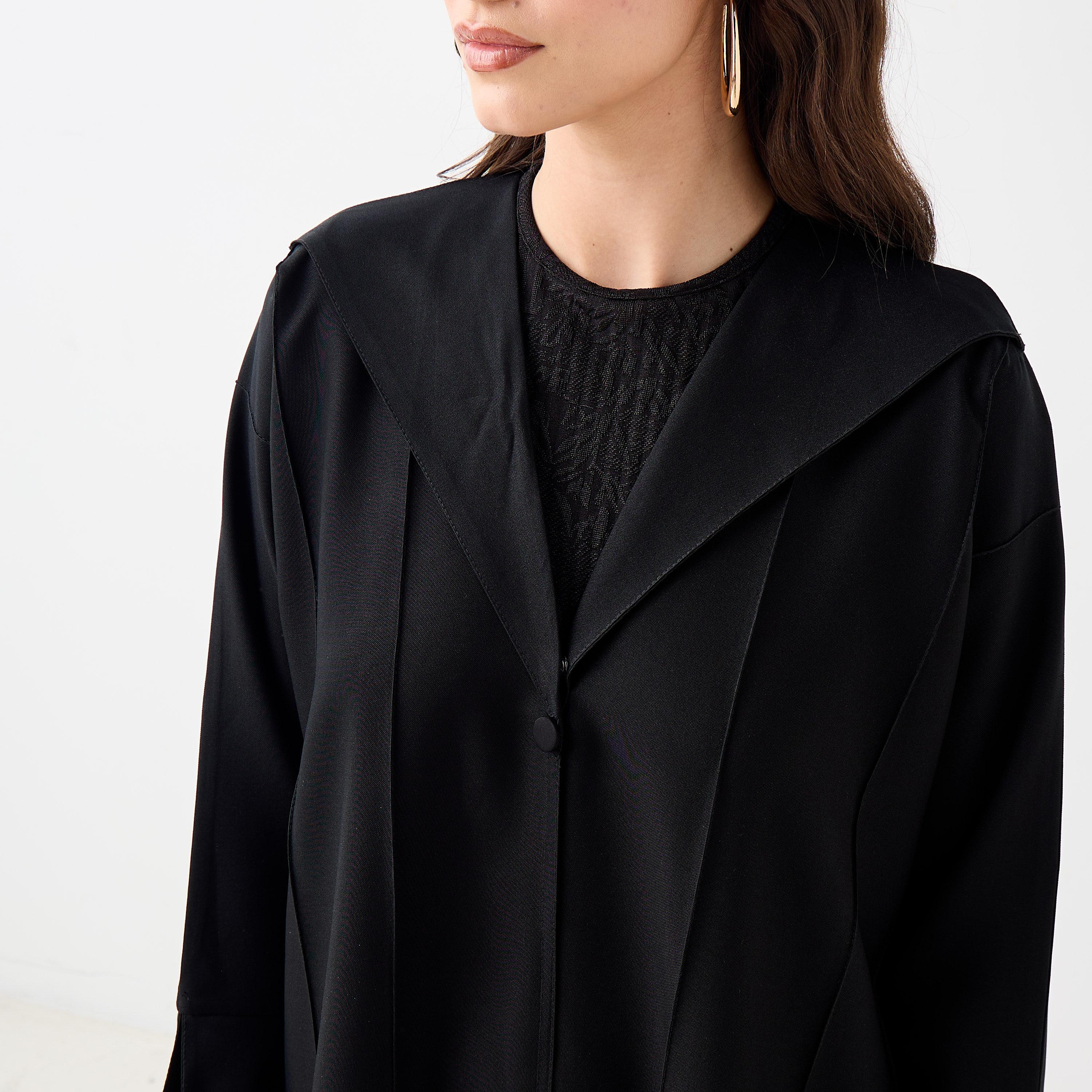Hadiyath Al Madinah Solid Lapel Abaya-women-arabicclothing-abayas-image-4