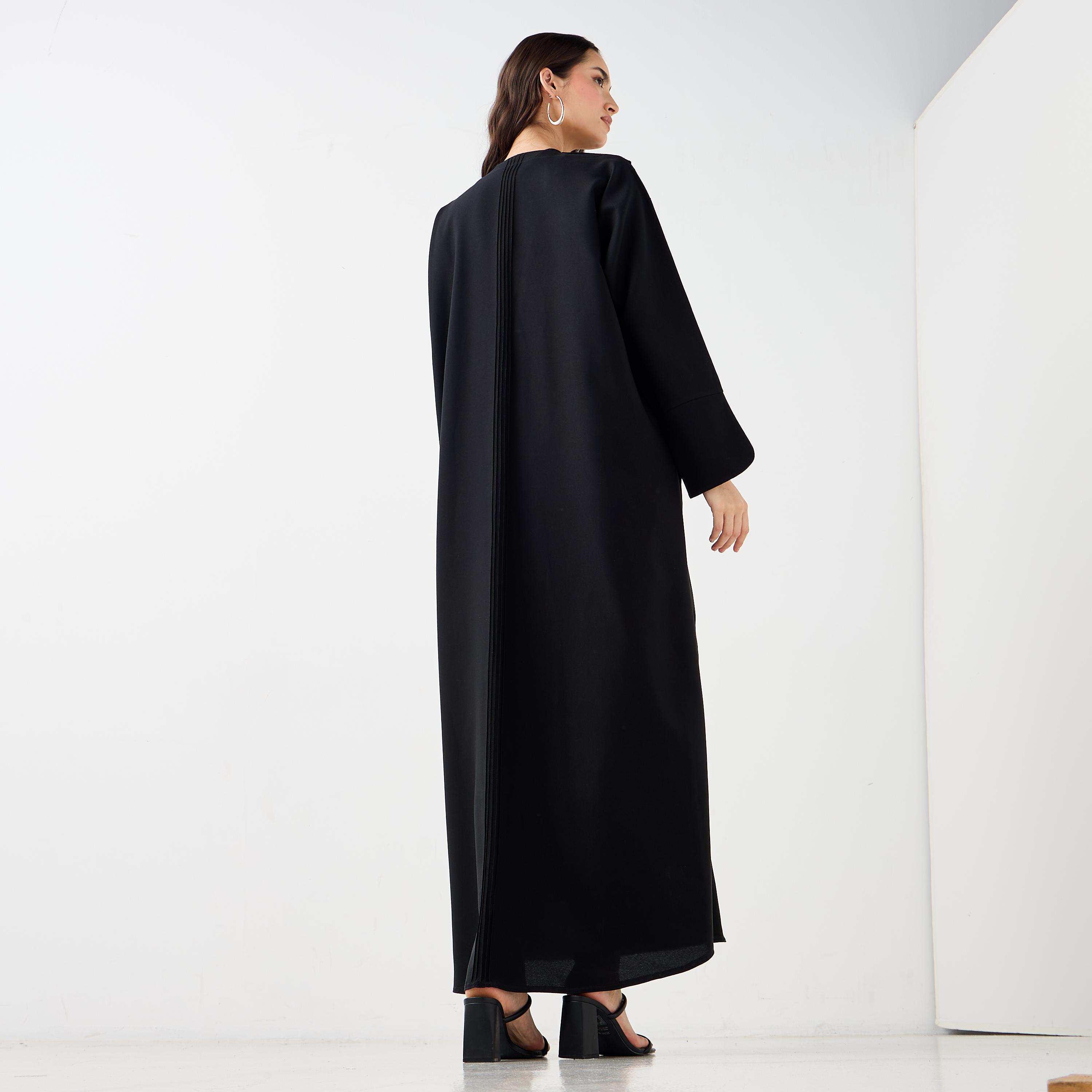 Hadiyath Al Madinah Solid Lapel Abaya-women-arabicclothing-abayas-image-5