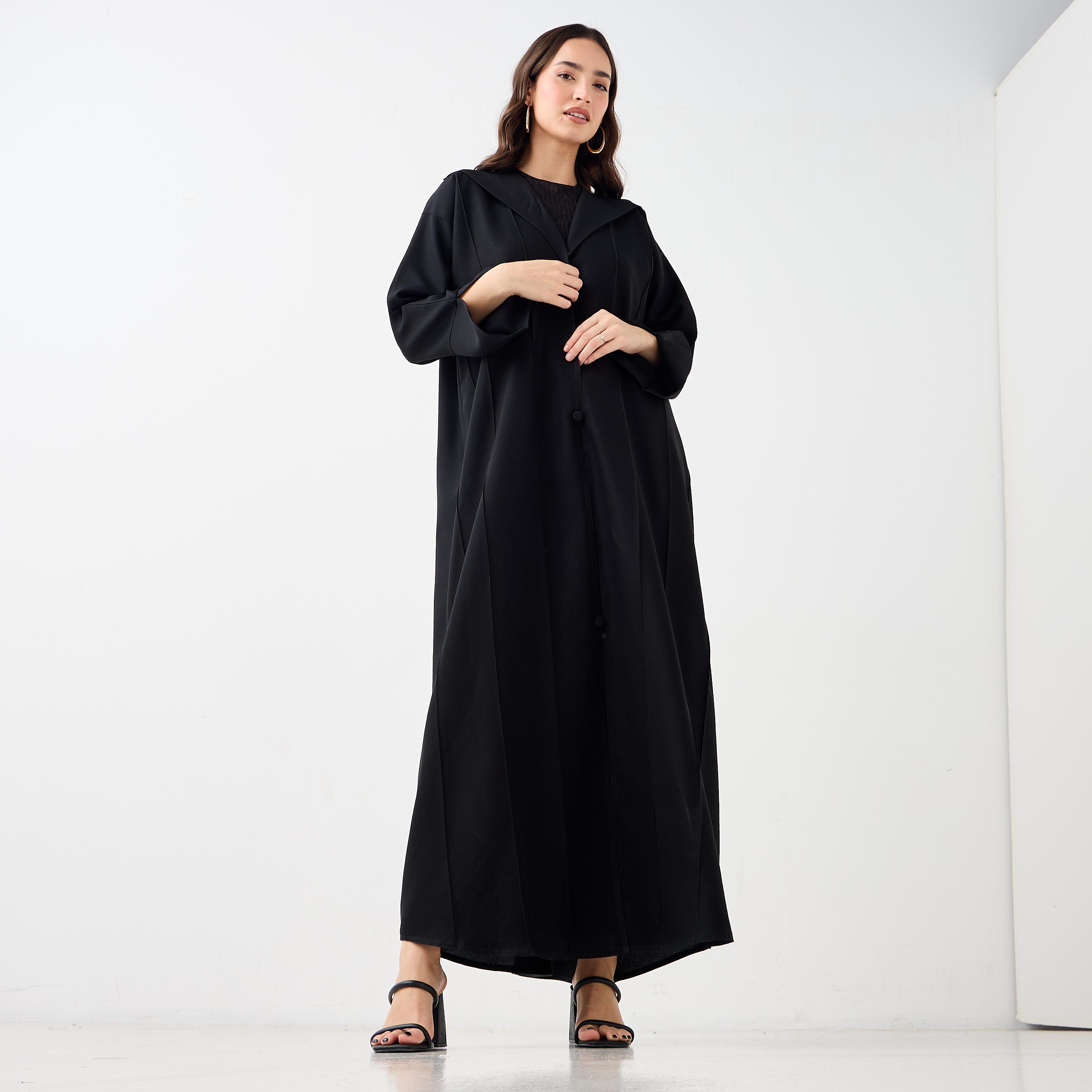 Hadiyath Al Madinah Solid Lapel Abaya-women-arabicclothing-abayas-image-7