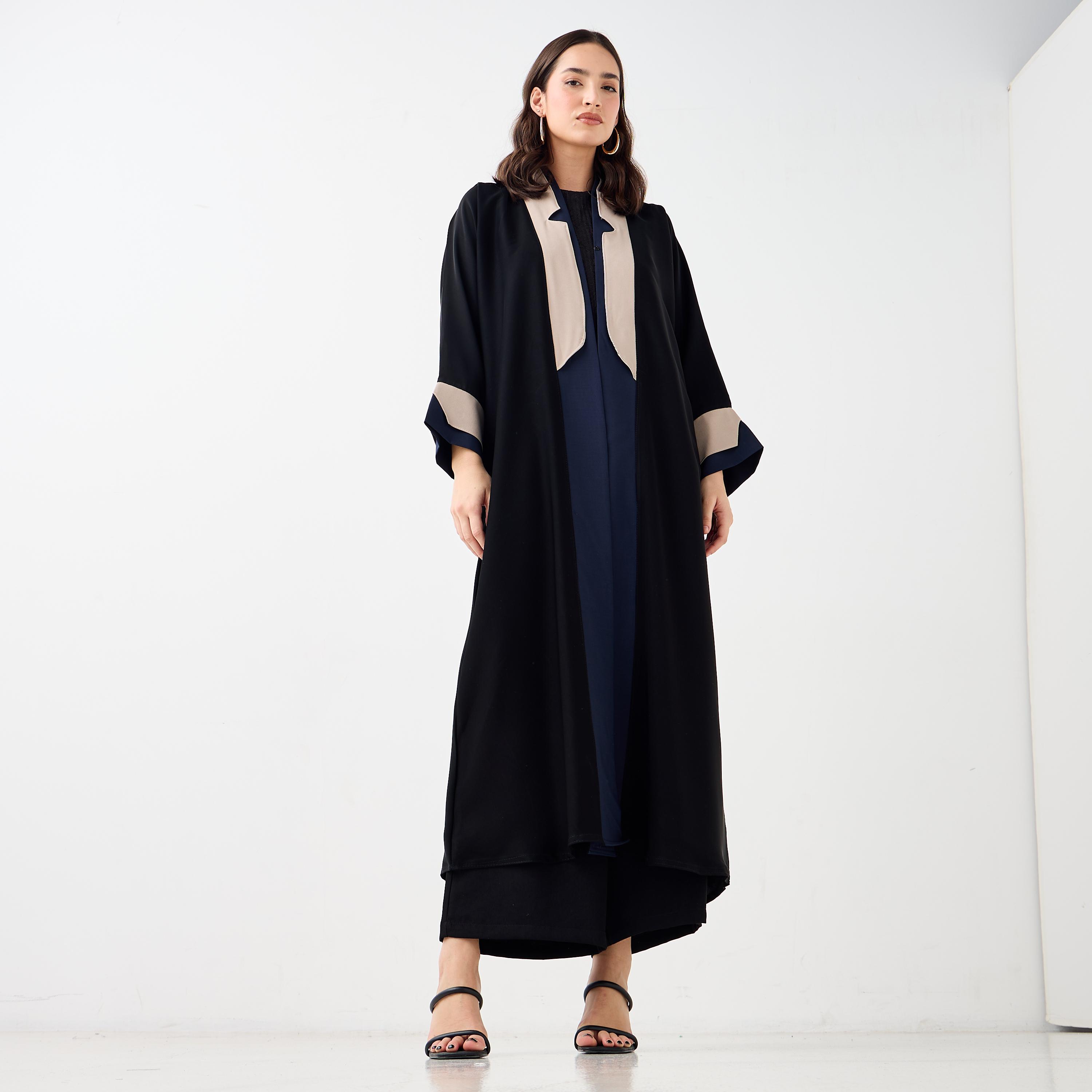 Hadiyath Al Madinah Panelled Open Front Abaya-women-arabicclothing-abayas-image-1