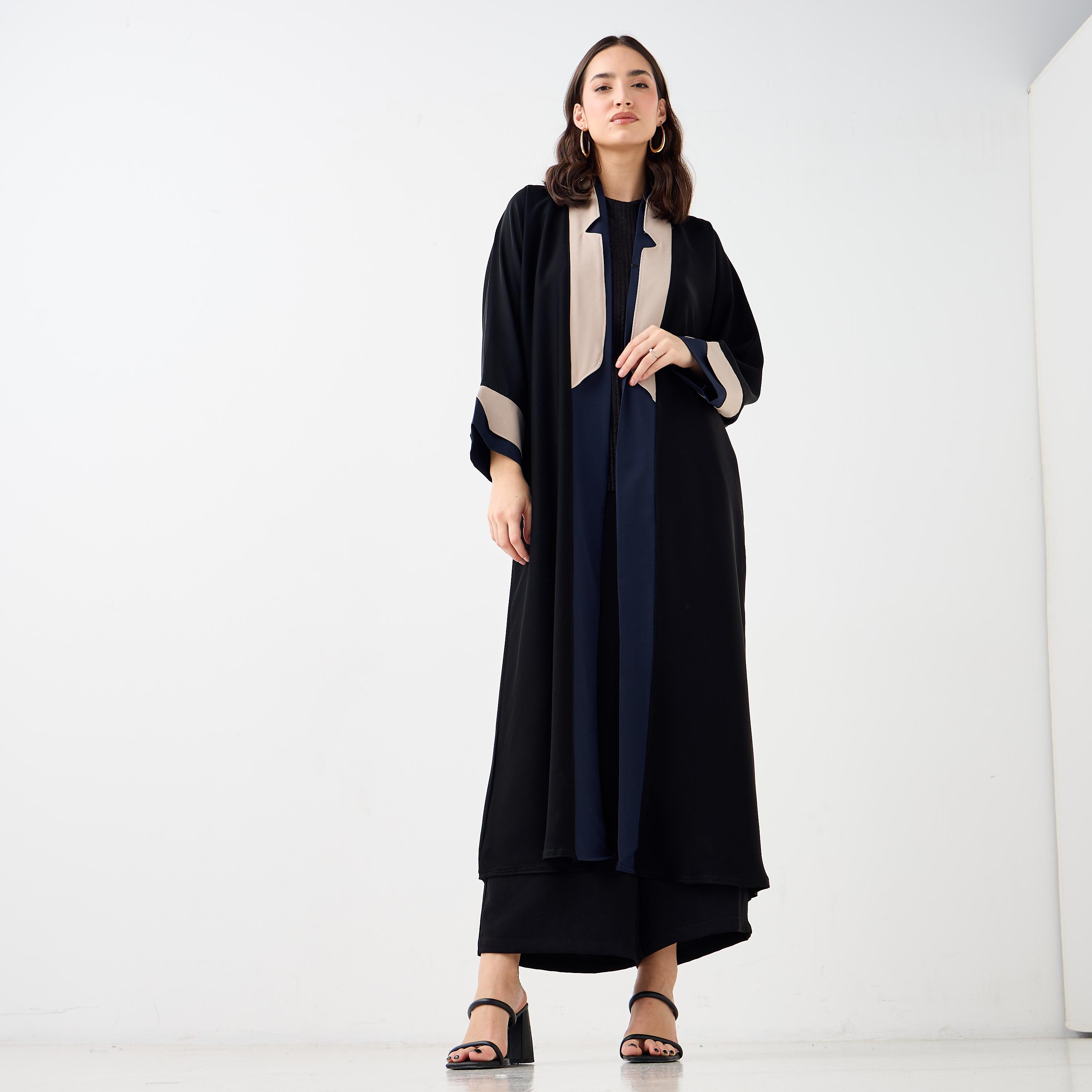 Hadiyath Al Madinah Panelled Open Front Abaya-women-arabicclothing-abayas-image-2