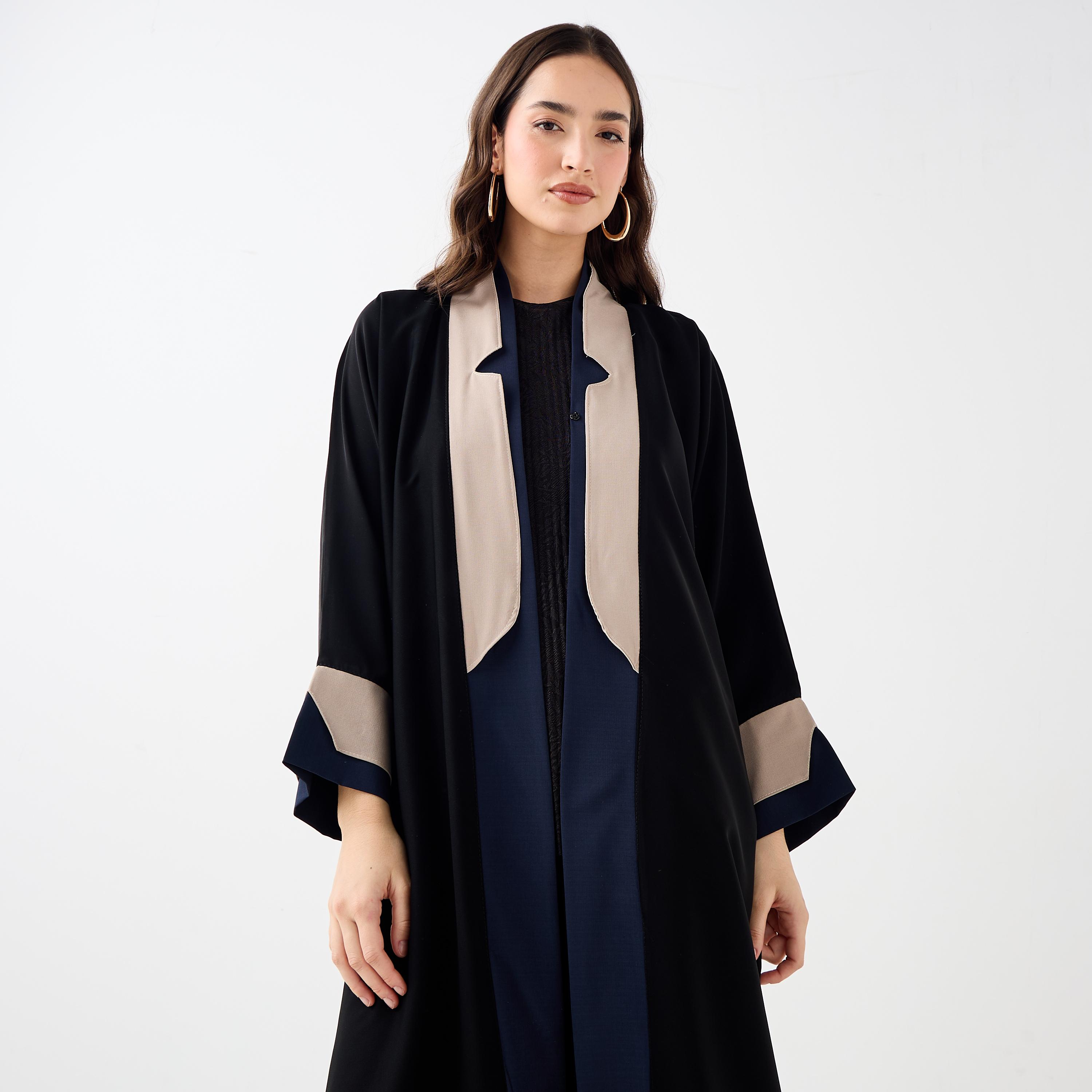 Hadiyath Al Madinah Panelled Open Front Abaya-women-arabicclothing-abayas-image-3