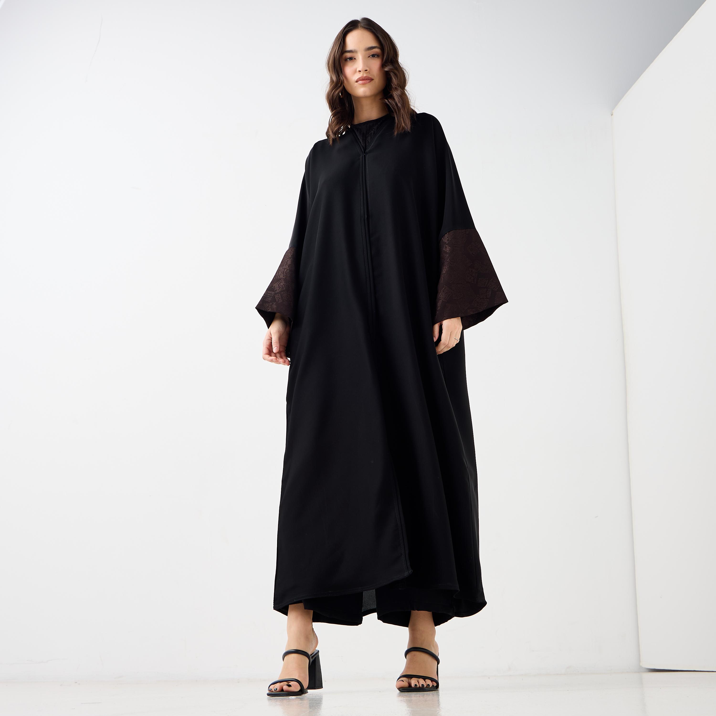 Hadiyath Al Madinah Panelled Cuff Abaya-women-arabicclothing-abayas-image-1