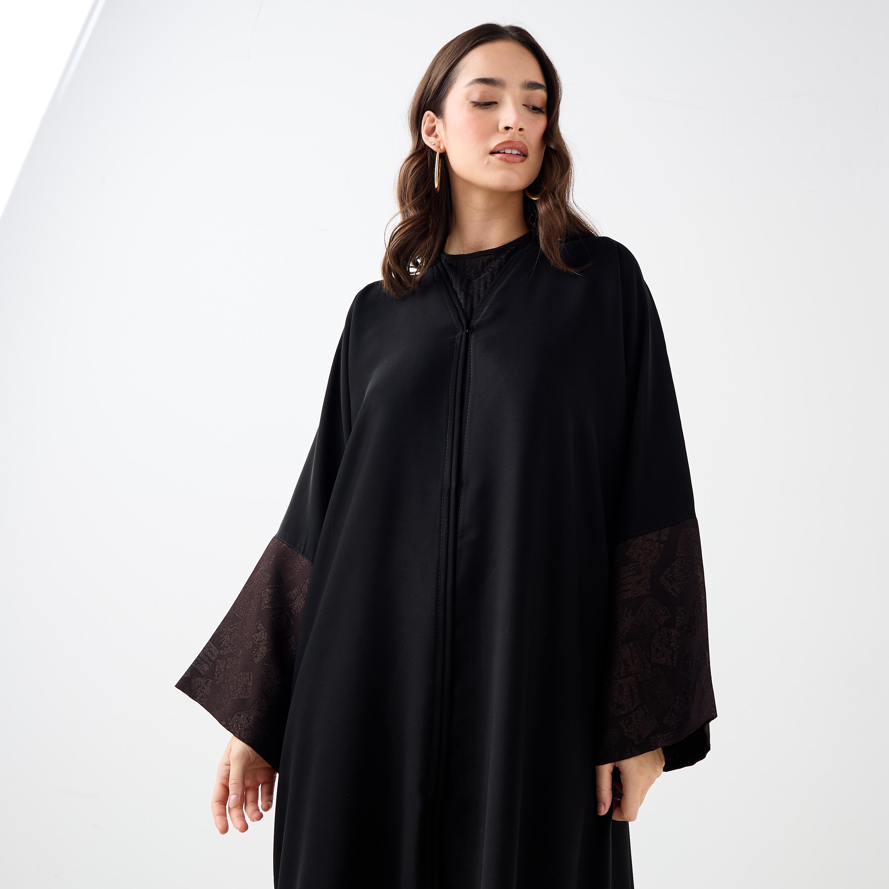 Hadiyath Al Madinah Panelled Cuff Abaya-women-arabicclothing-abayas-image-3