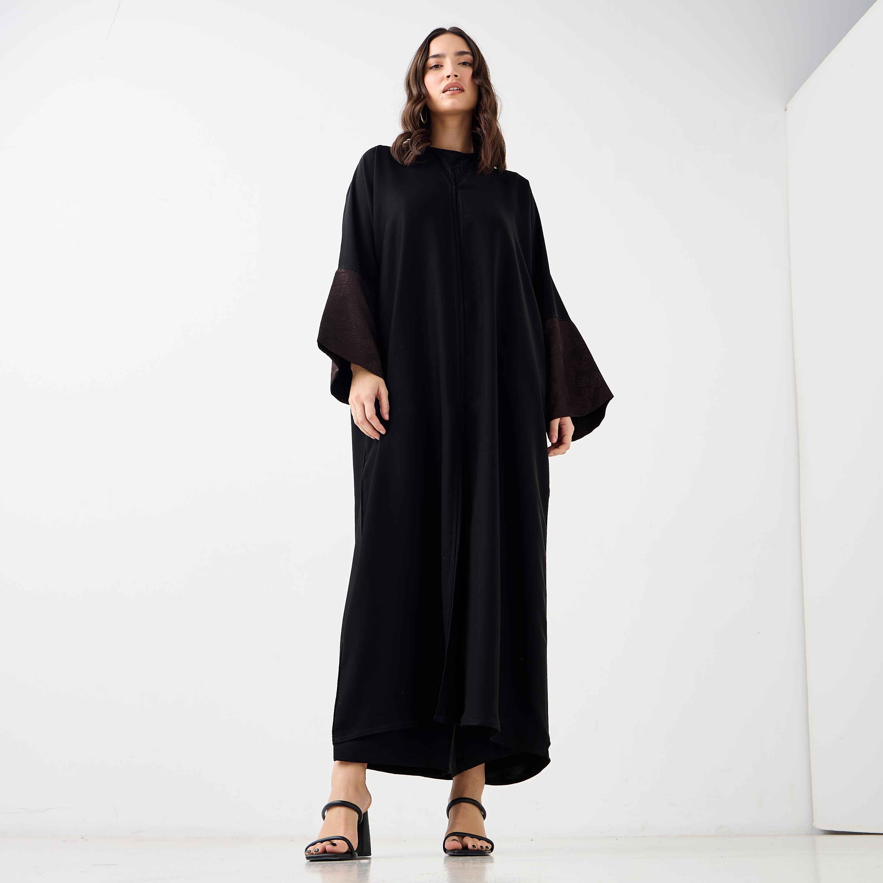 Hadiyath Al Madinah Panelled Cuff Abaya-women-arabicclothing-abayas-image-7