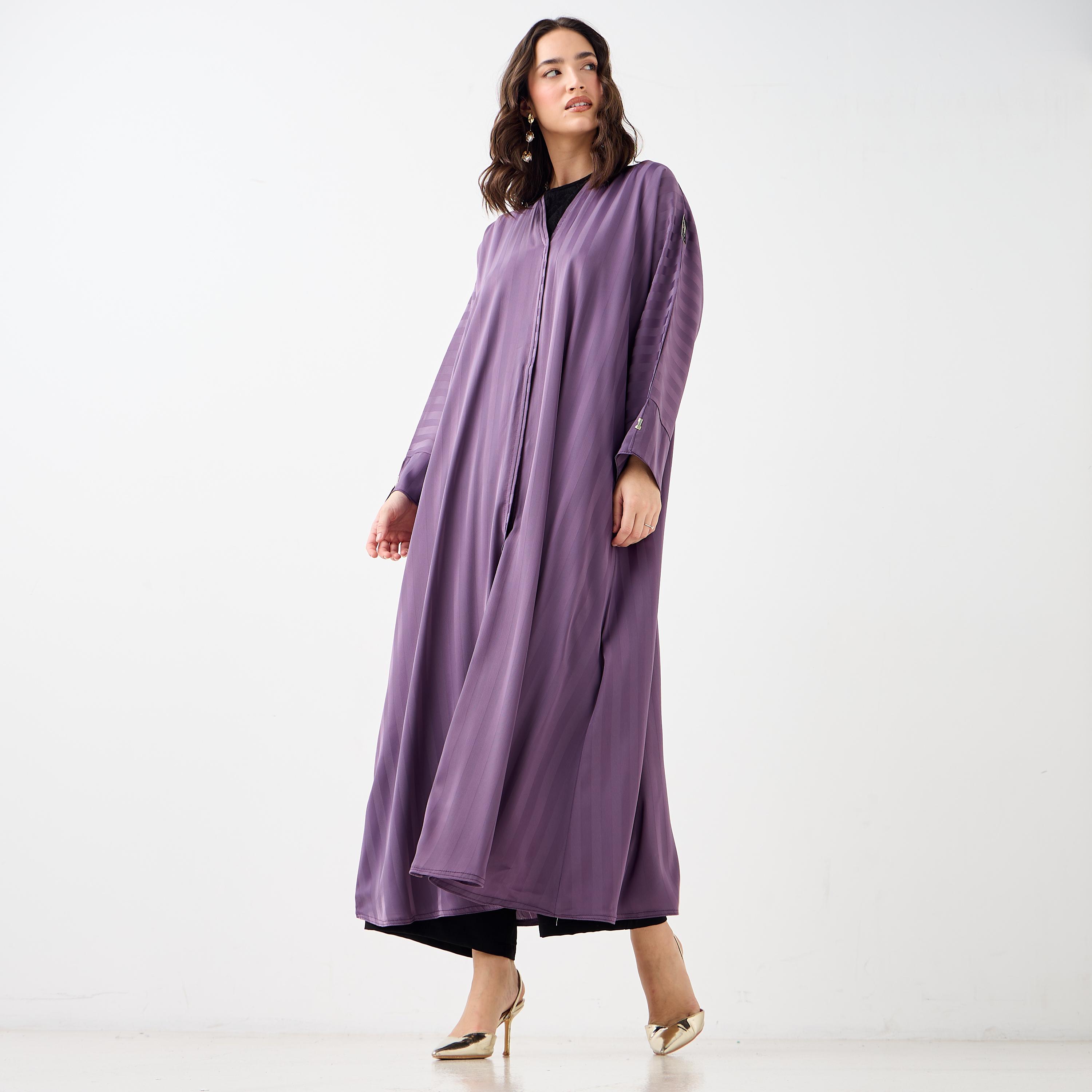 Hadiyath Al Madinah Striped Abaya-women-arabicclothing-abayas-image-1