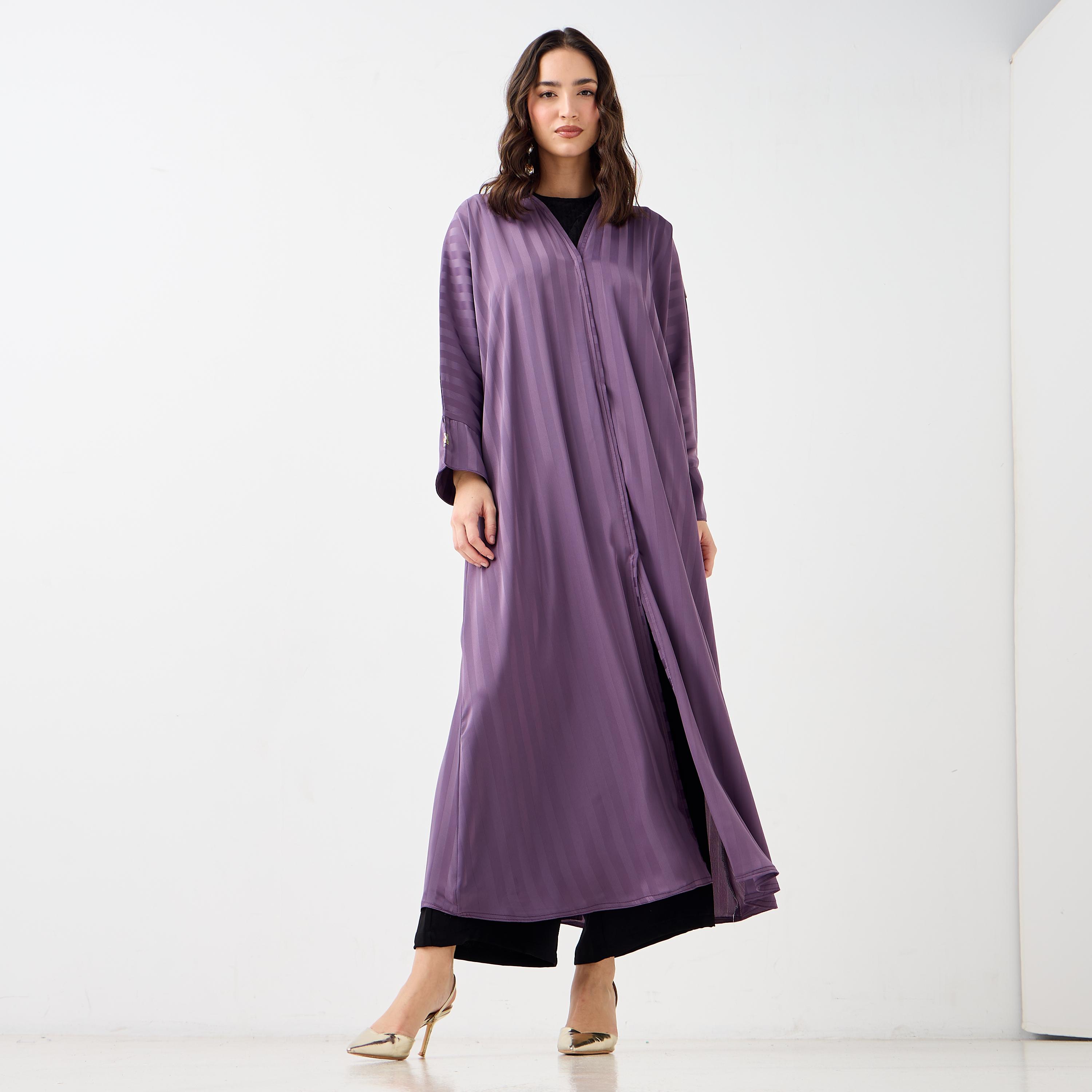 Hadiyath Al Madinah Striped Abaya-women-arabicclothing-abayas-image-2