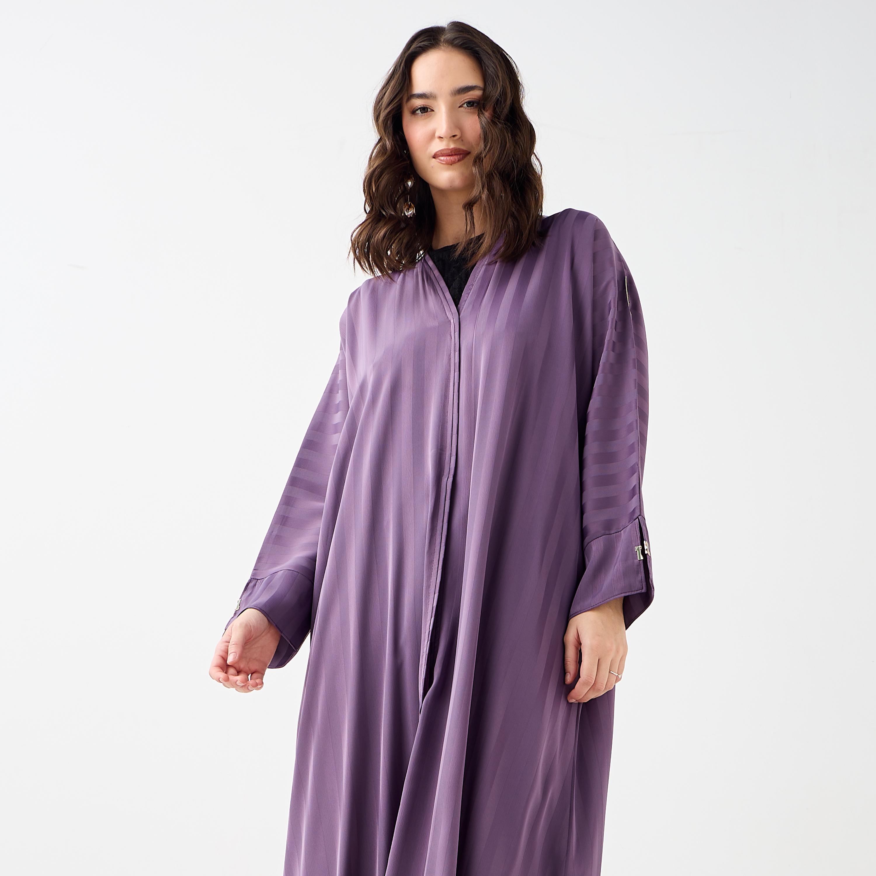 Hadiyath Al Madinah Striped Abaya-women-arabicclothing-abayas-image-3