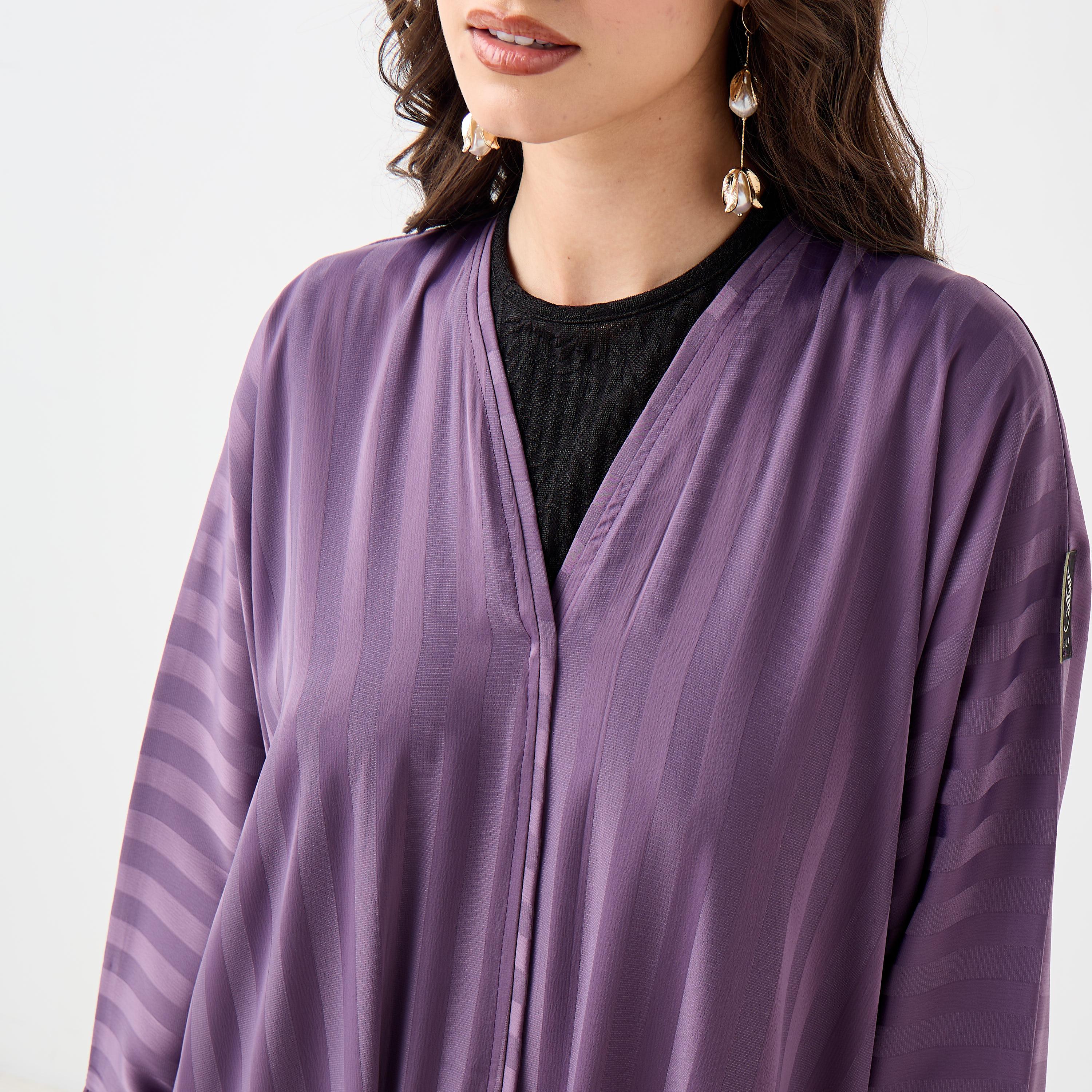 Hadiyath Al Madinah Striped Abaya-women-arabicclothing-abayas-image-4