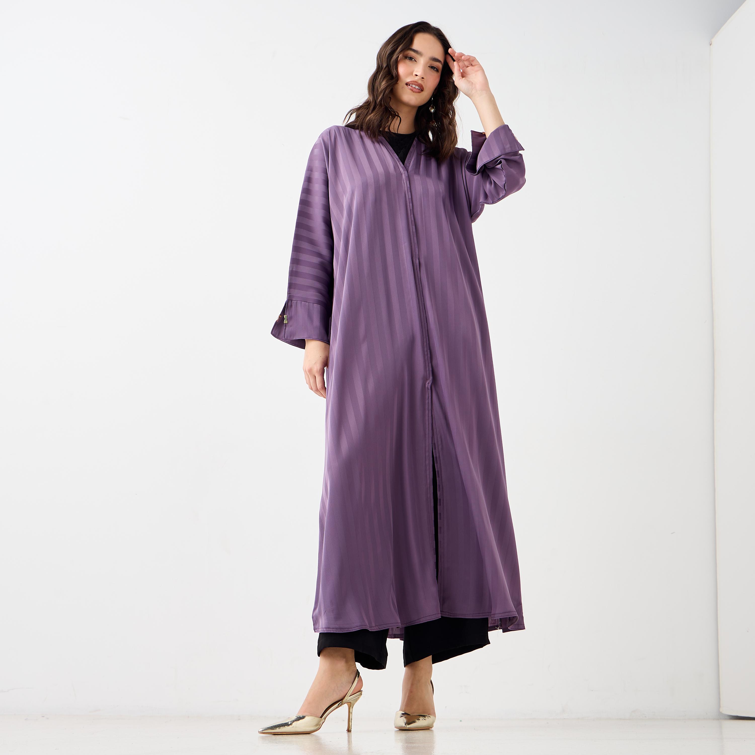 Hadiyath Al Madinah Striped Abaya-women-arabicclothing-abayas-image-7