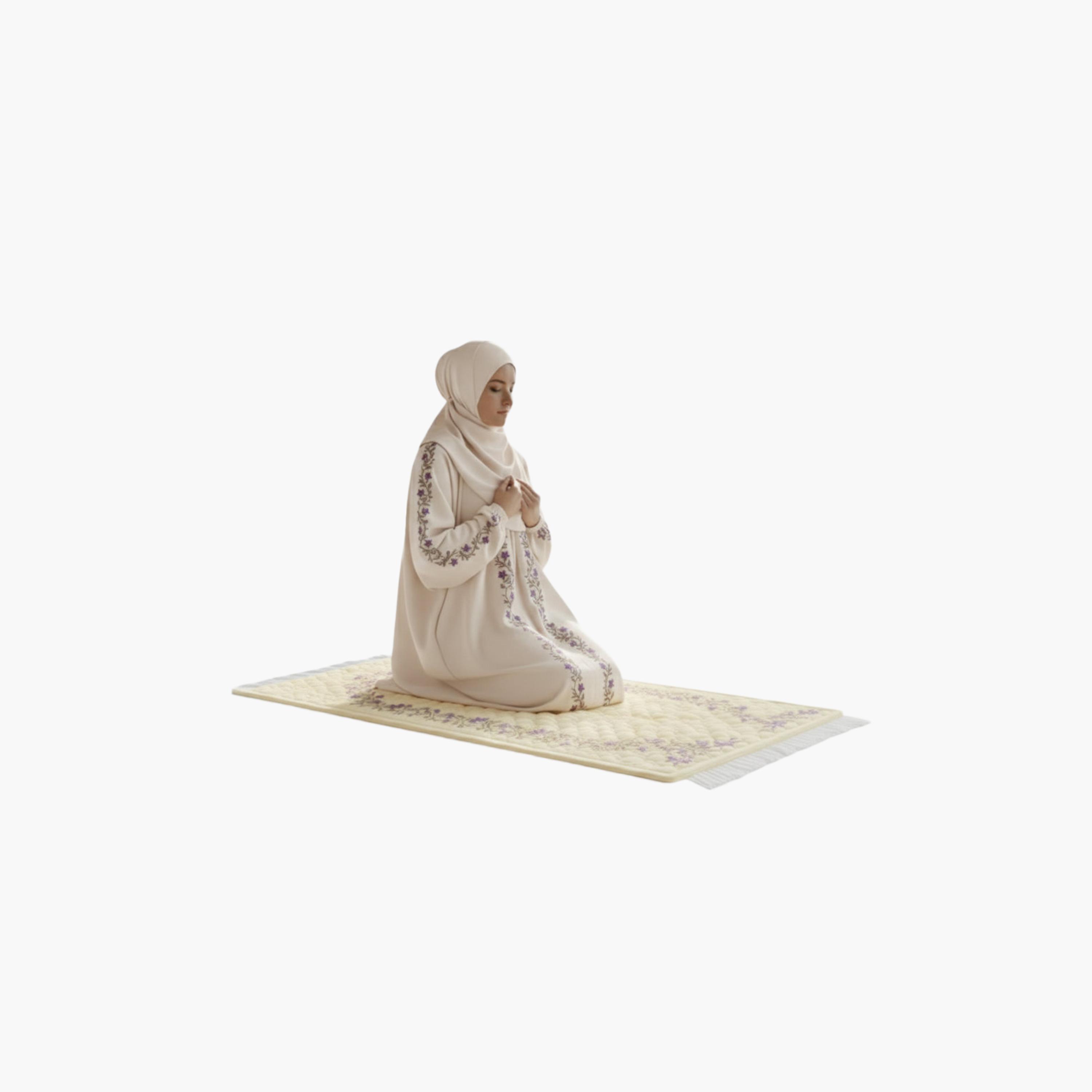 عباءة صلاة نسائية مطرزة مع حجاب وسجادة صلاة مطابقة من حديث المدينة-women-arabicclothing-prayerclothing-image-3