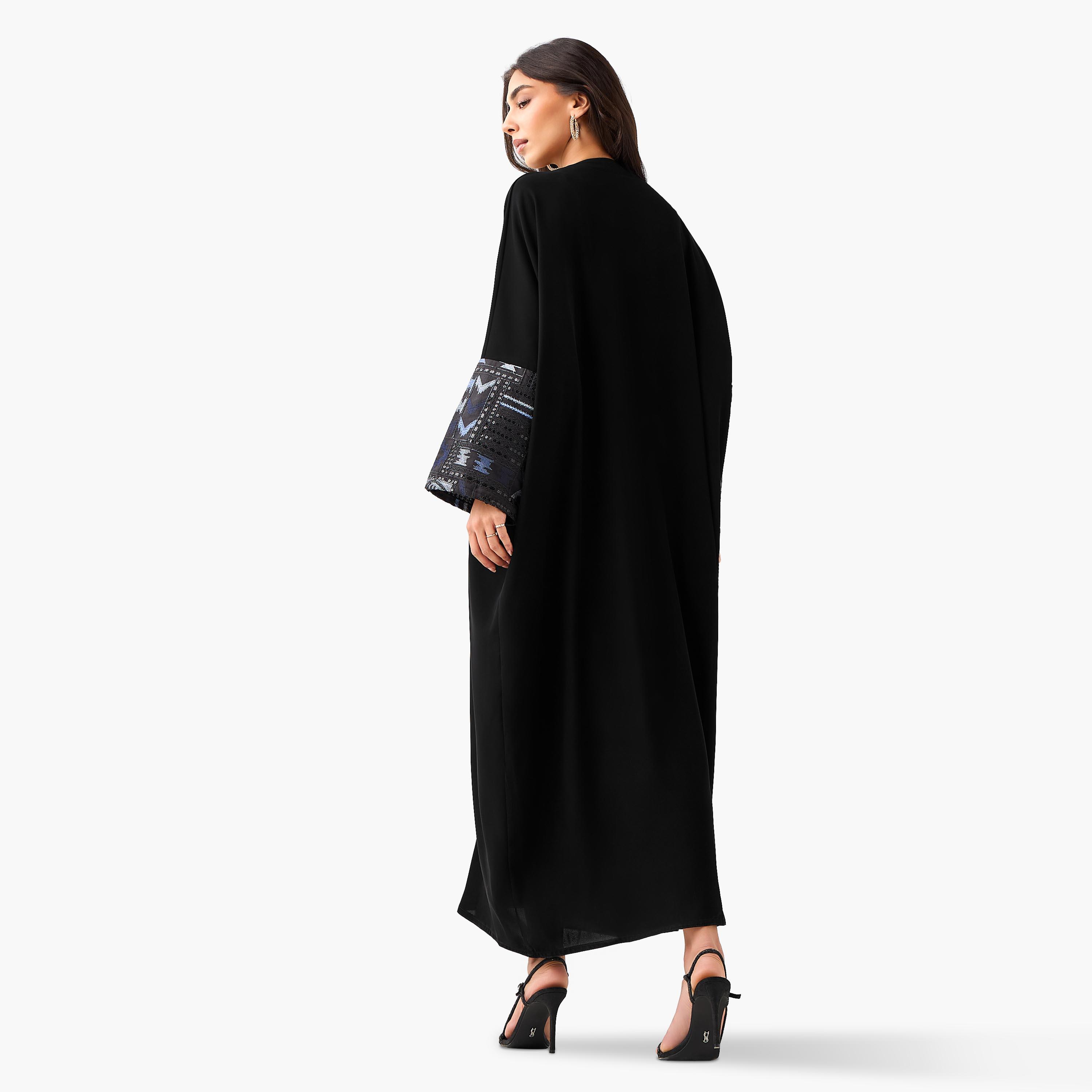 Hadiyath Al Madinah Embroidered Abaya with Hijab-women-arabicclothing-abayas-image-7