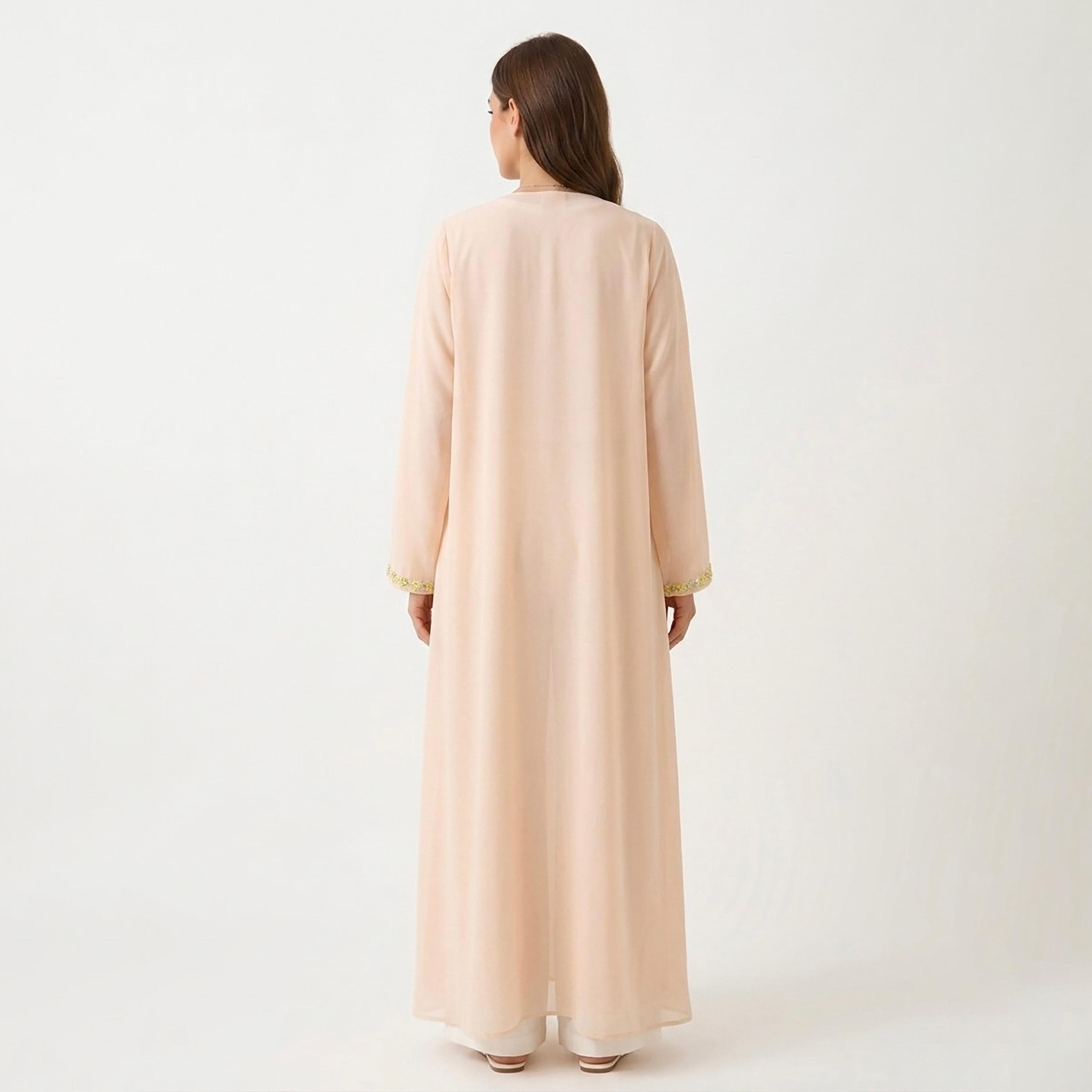 Hadiyath Al Madinah Floral Lace Trim Nida Women's Abaya-women-arabicclothing-abayas-image-4
