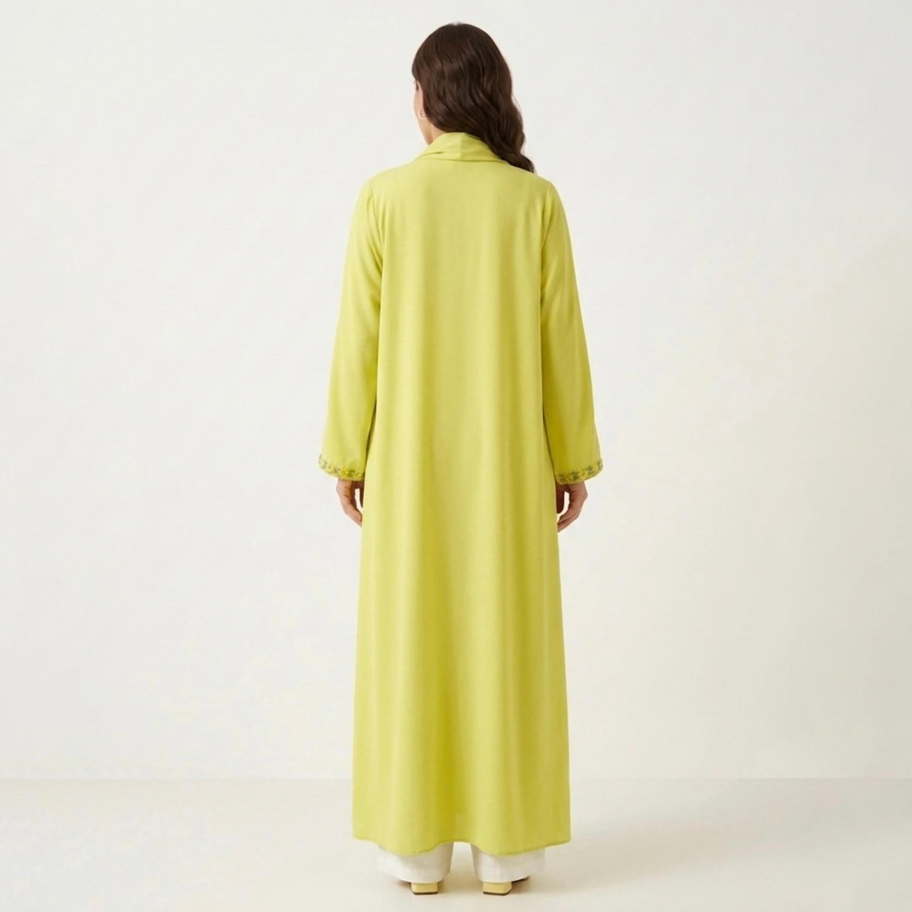 Hadiyath Al Madinah Floral Lace Trim Nida Women's Abaya-women-arabicclothing-abayas-image-5