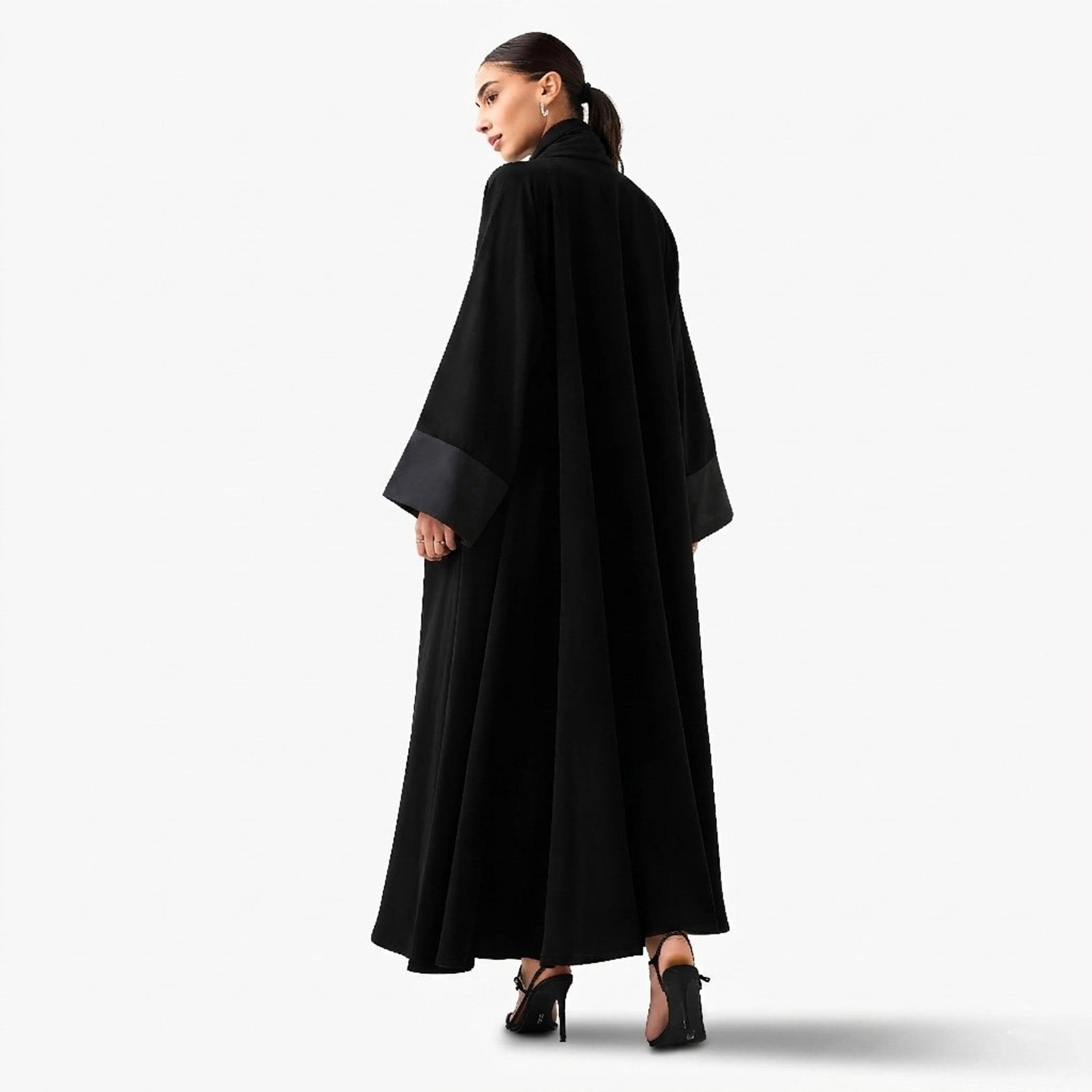 Hadiyath Al Madinah Embroidered Raglan Wide Sleeves Nida Women's Abaya-women-arabicclothing-abayas-image-5