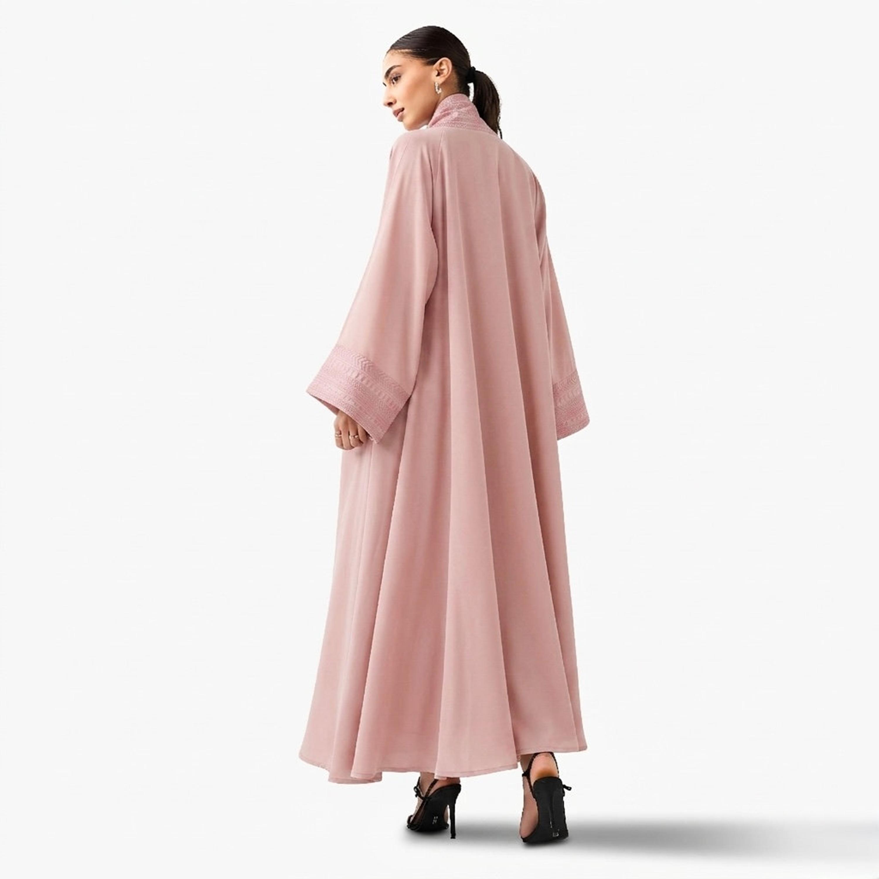 Hadiyath Al Madinah Embroidered Raglan Wide Sleeves Nida Women's Abaya-women-arabicclothing-abayas-image-4