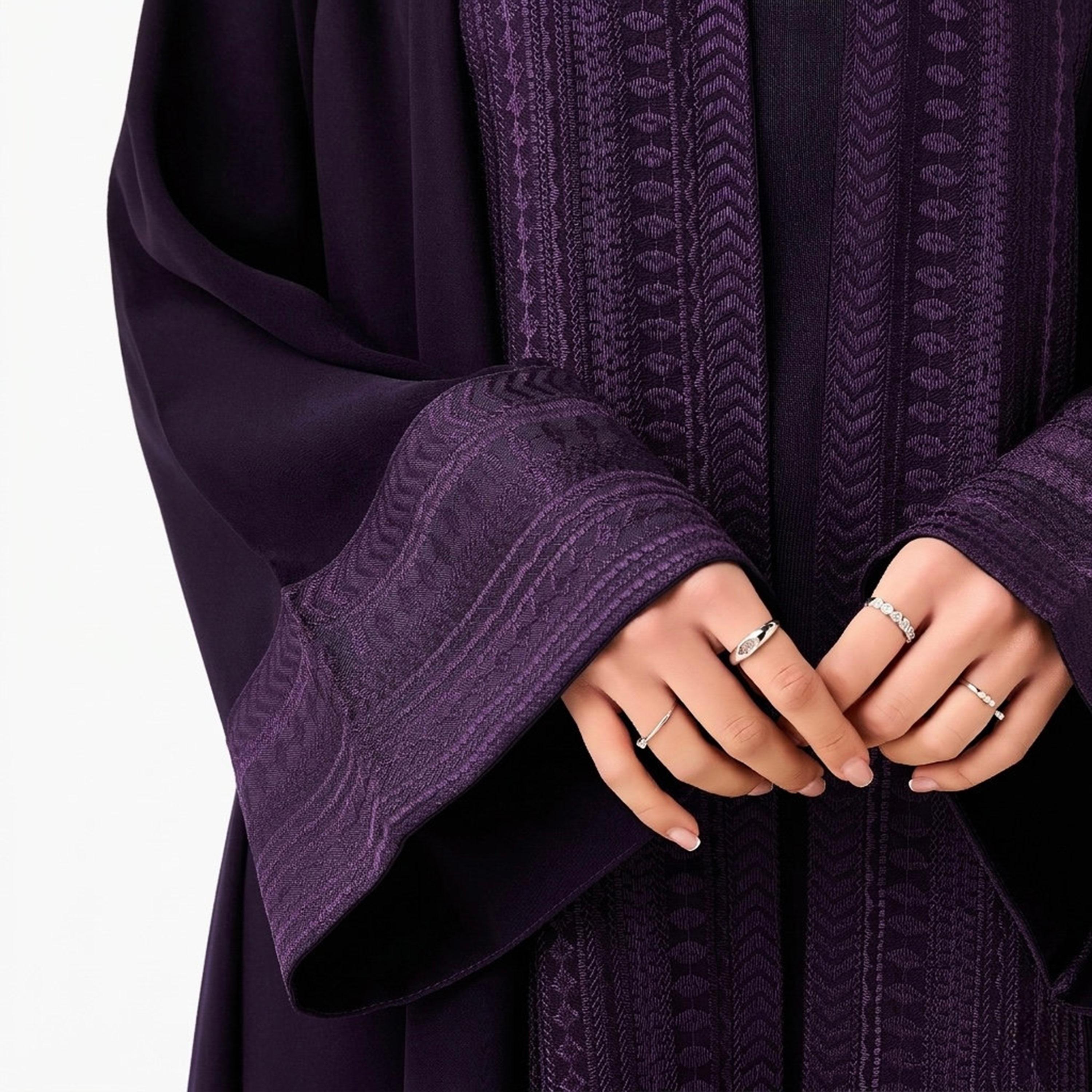 Hadiyath Al Madinah Embroidered Raglan Wide Sleeves Nida Women's Abaya-women-arabicclothing-abayas-image-3