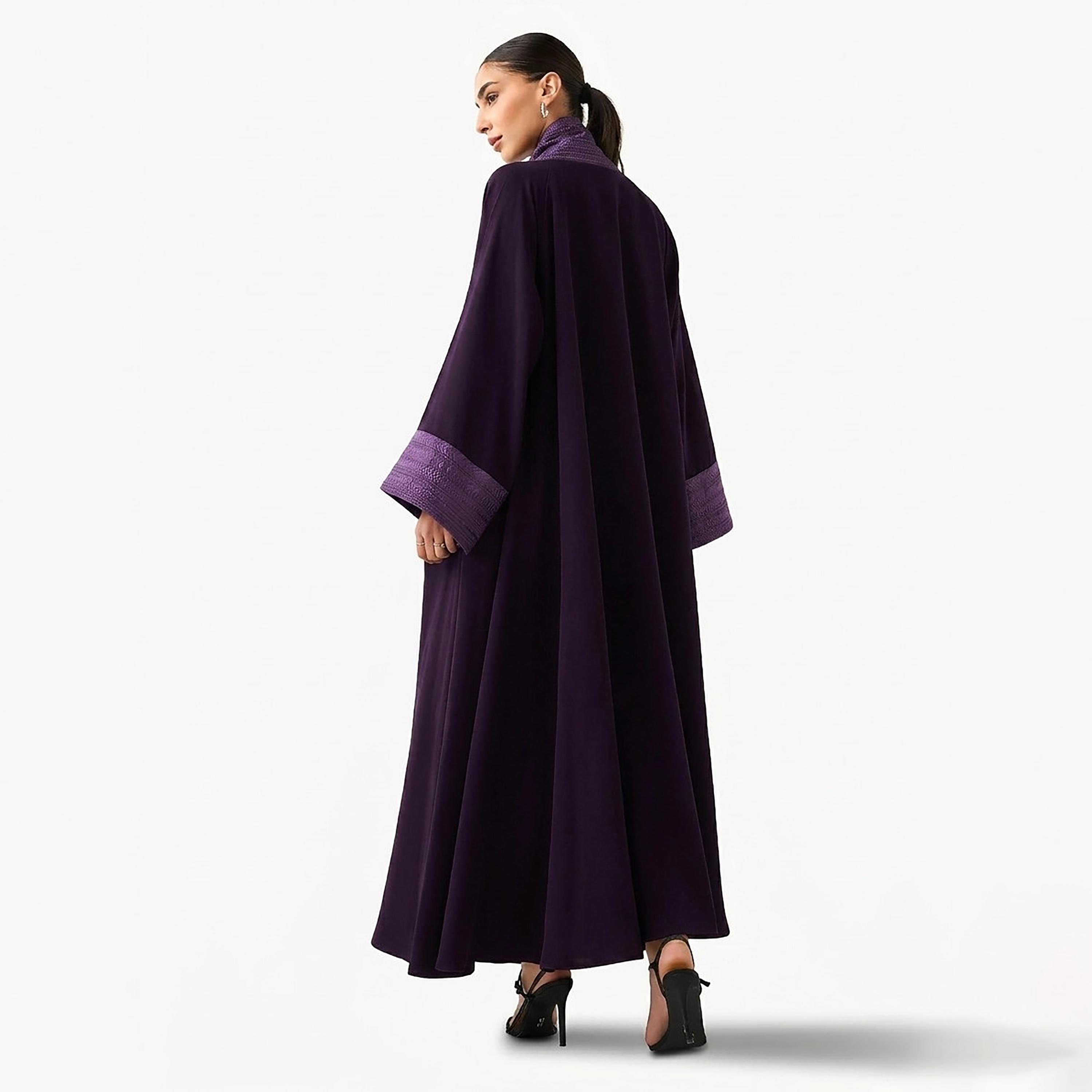 Hadiyath Al Madinah Embroidered Raglan Wide Sleeves Nida Women's Abaya-women-arabicclothing-abayas-image-5