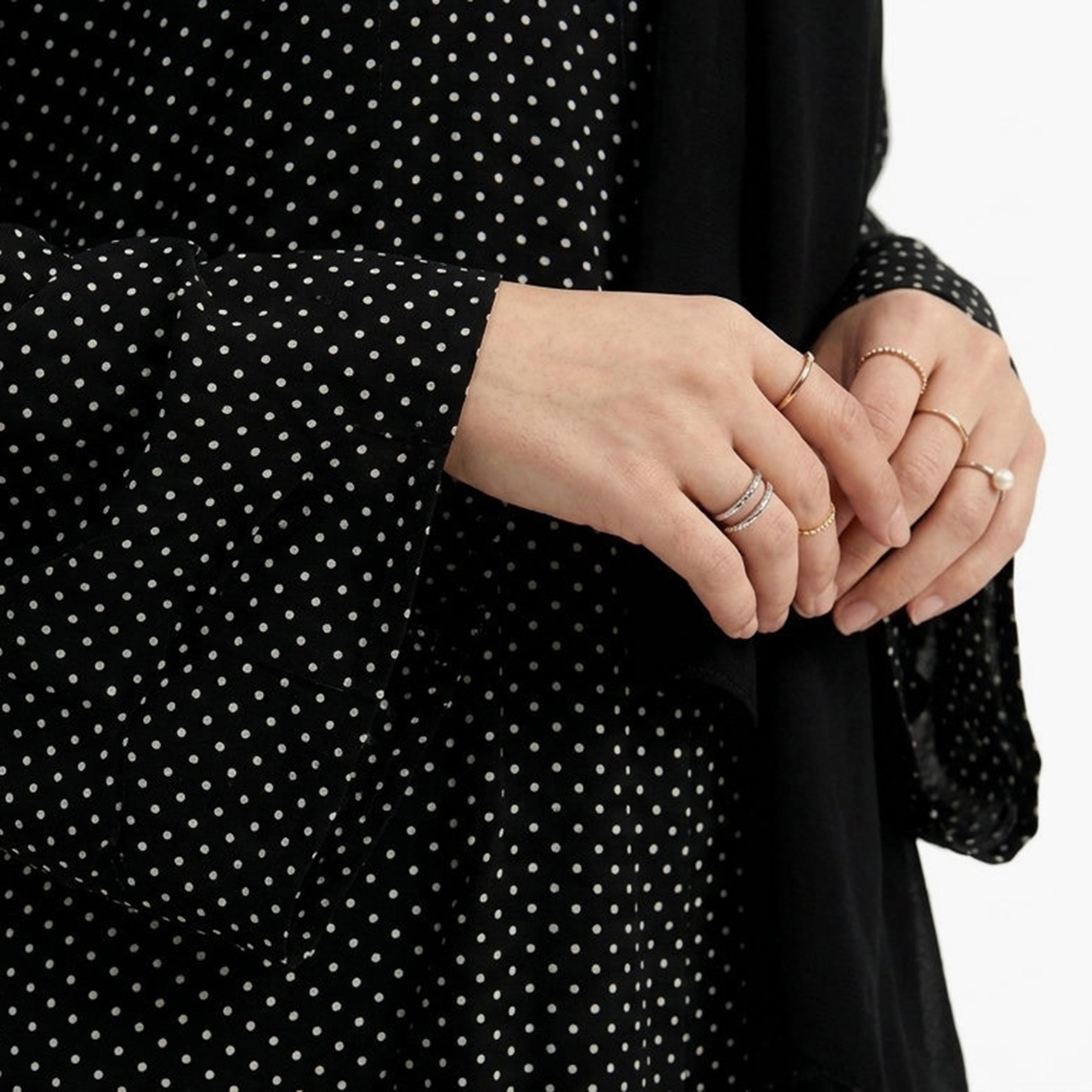 Hadiyath Al Madinah Black Polka Dot Women's Abaya-women-arabicclothing-abayas-image-2