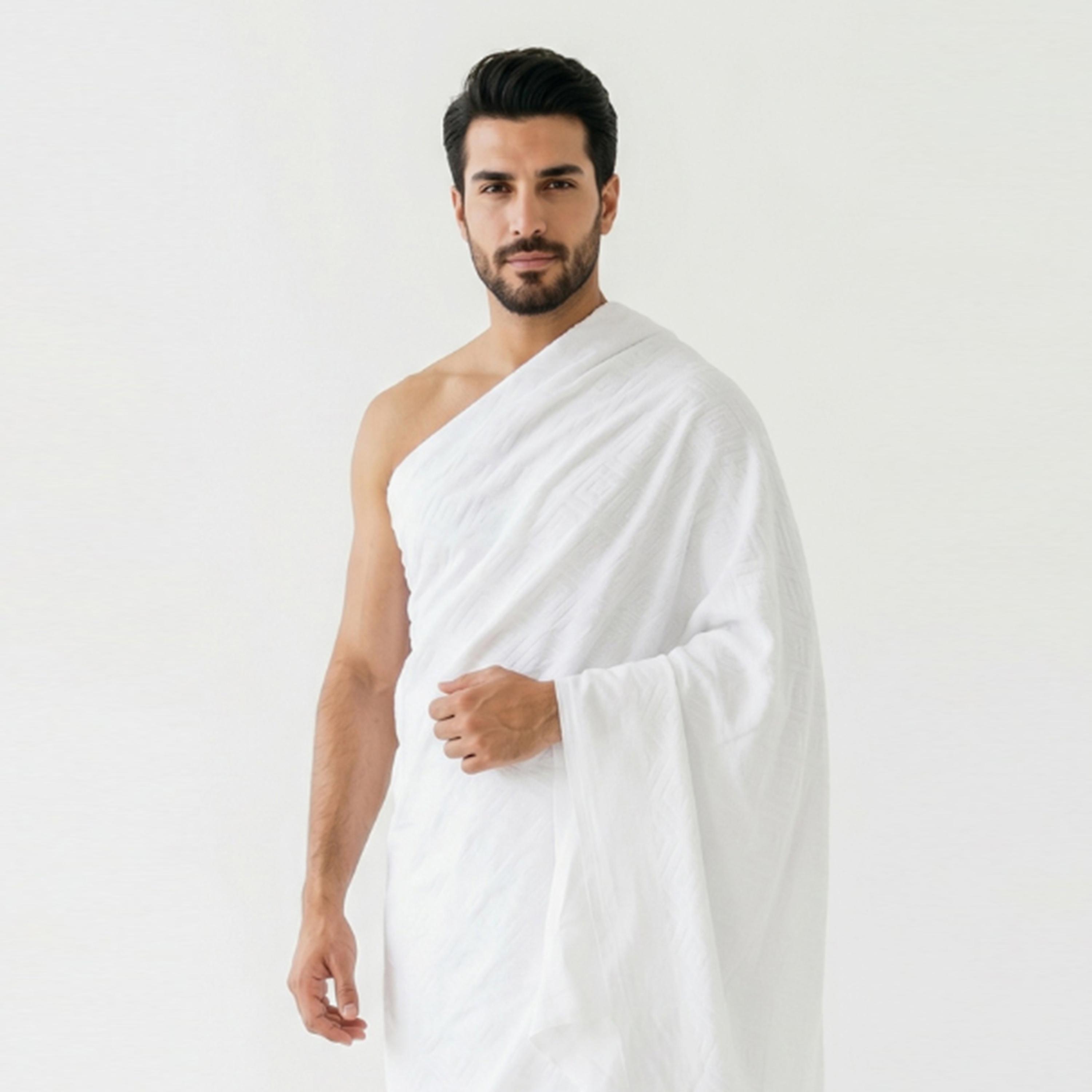 Hadiyath Al Madinah Cotton Hajj and Umrah Men's Ihram Set-men-arabicclothing-thobes-image-2