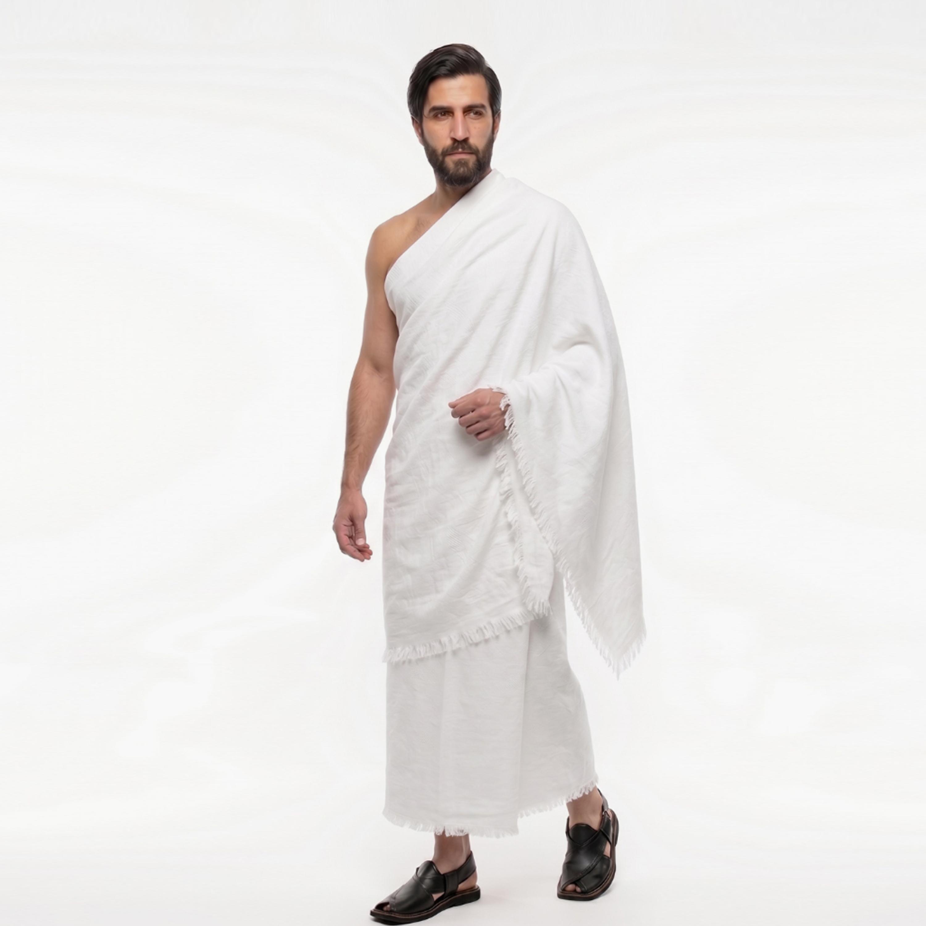 Hadiyath Al Madinah Cotton Hajj and Umrah Men's Ihram Set-men-arabicclothing-thobes-image-1