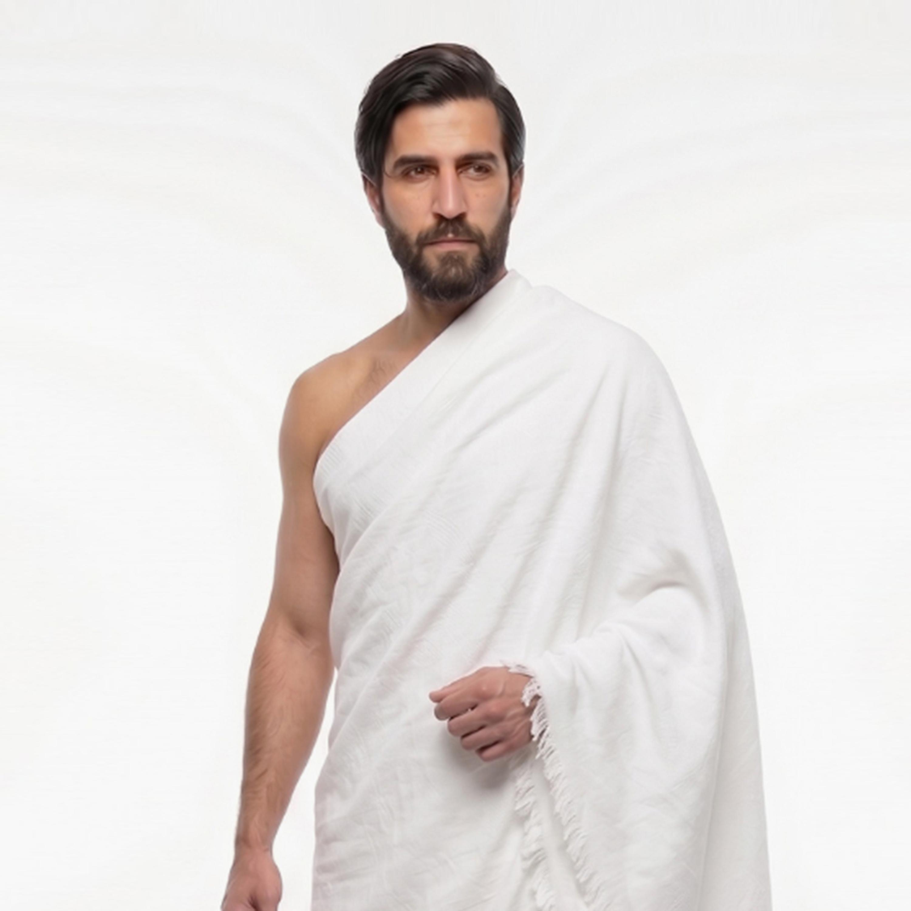 Hadiyath Al Madinah Cotton Hajj and Umrah Men's Ihram Set-men-arabicclothing-thobes-image-2