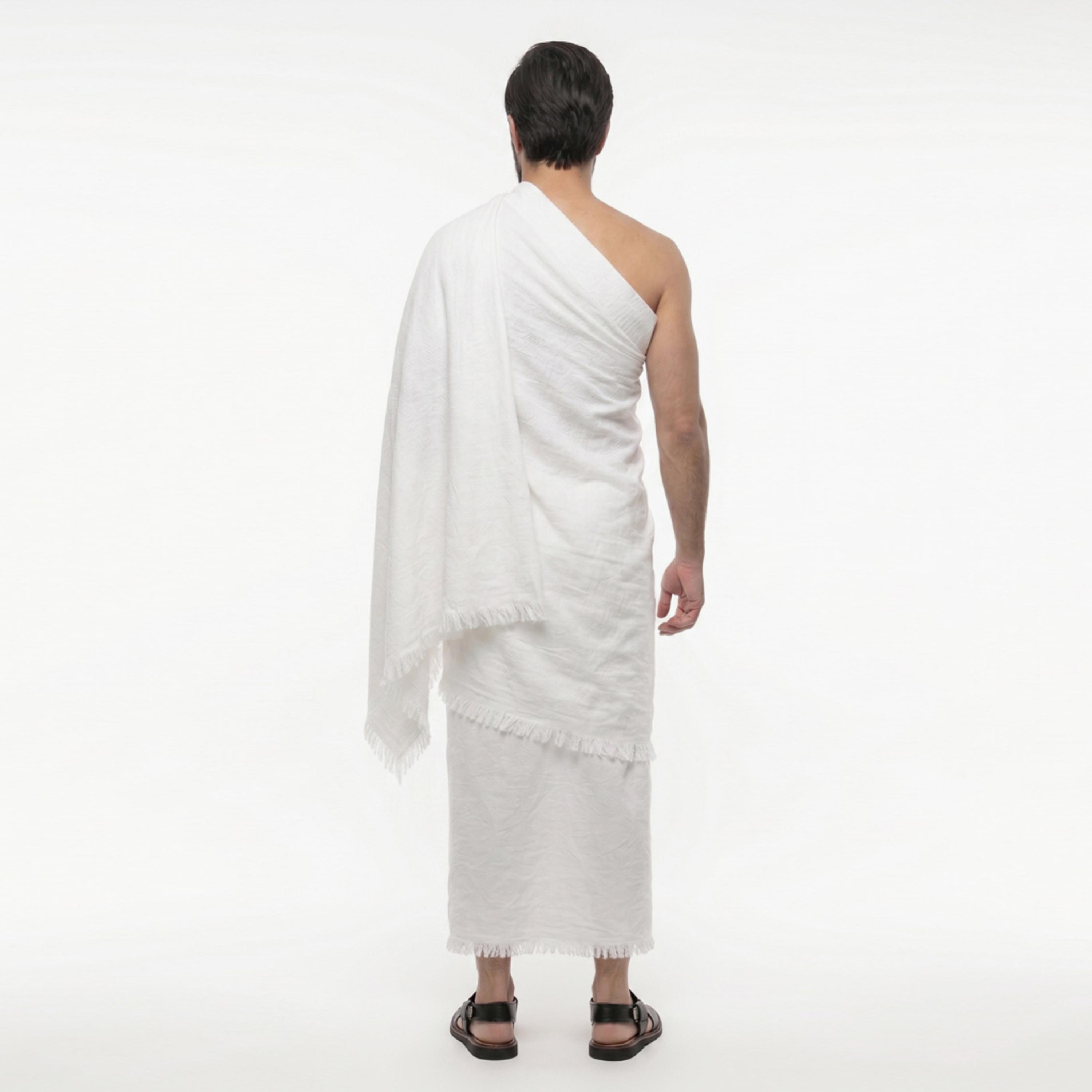 Hadiyath Al Madinah Cotton Hajj and Umrah Men's Ihram Set-men-arabicclothing-thobes-image-3