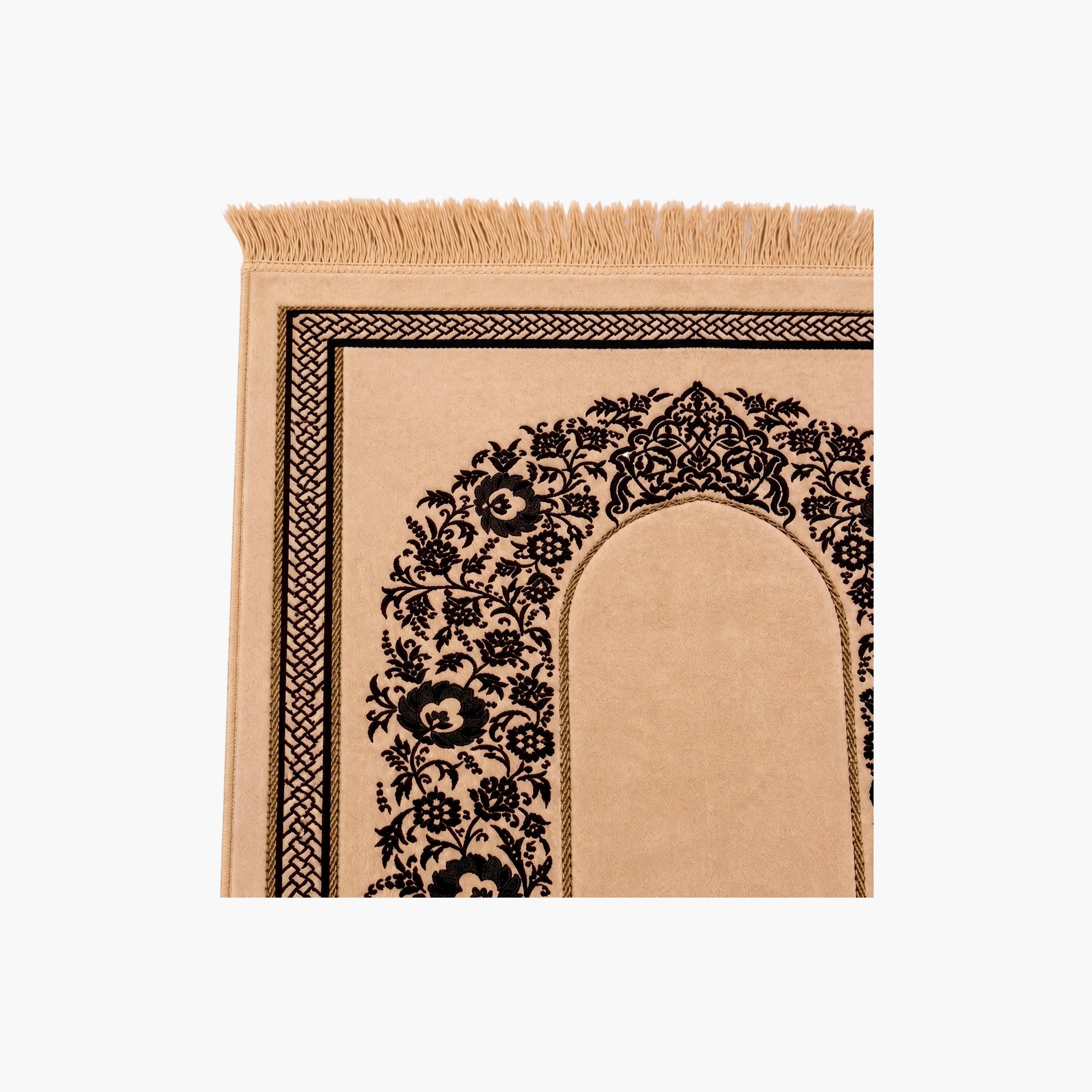 سجادة صلاة حديث المدينة بتصميم قوس ونقوش زهور مزخرفة، 110 سم × 70 سم-household-rugsandcarpets-prayermats-image-2
