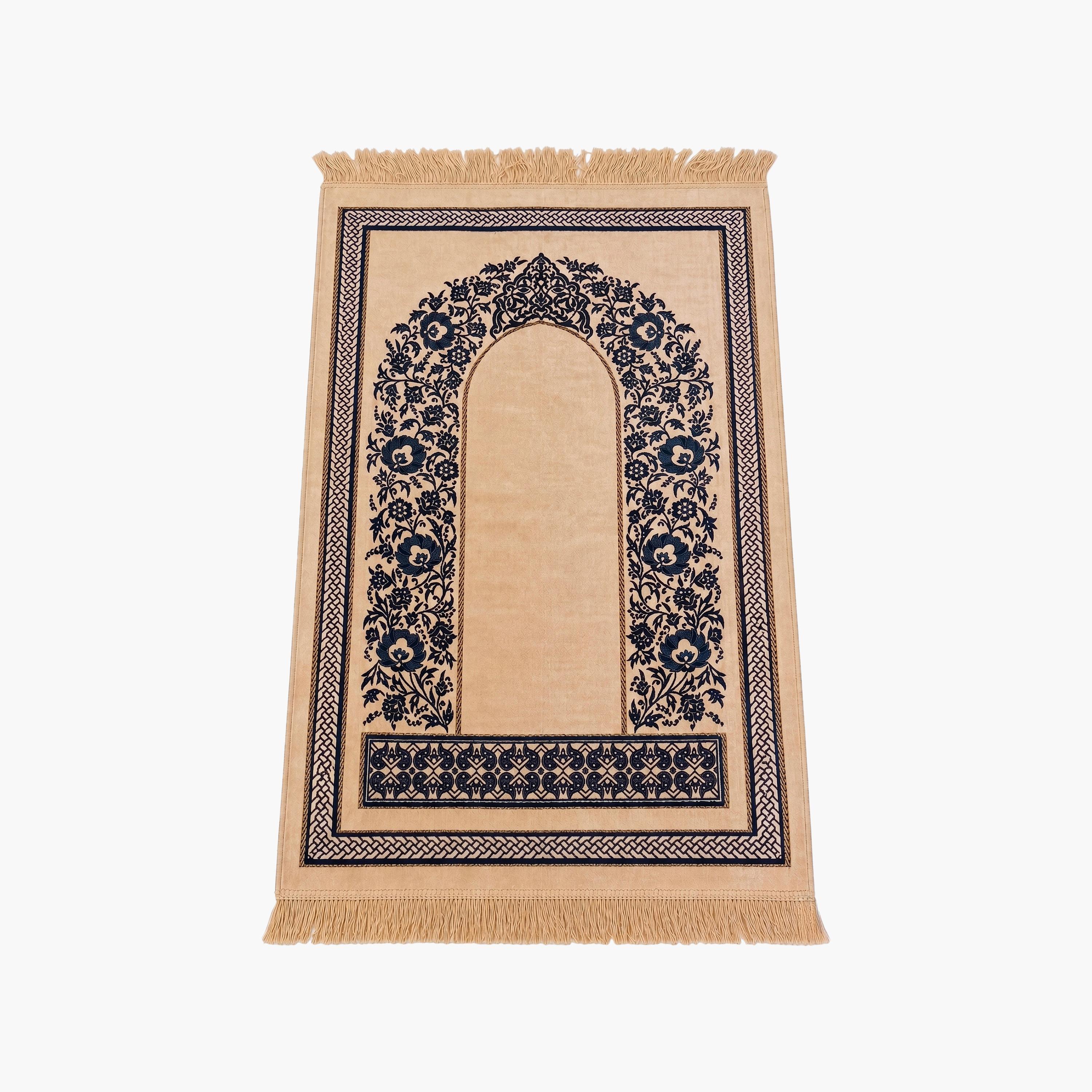 سجادة صلاة حديث المدينة بتصميم قوس ونقوش زهور مزخرفة، 110 سم × 70 سم-household-rugsandcarpets-prayermats-image-3