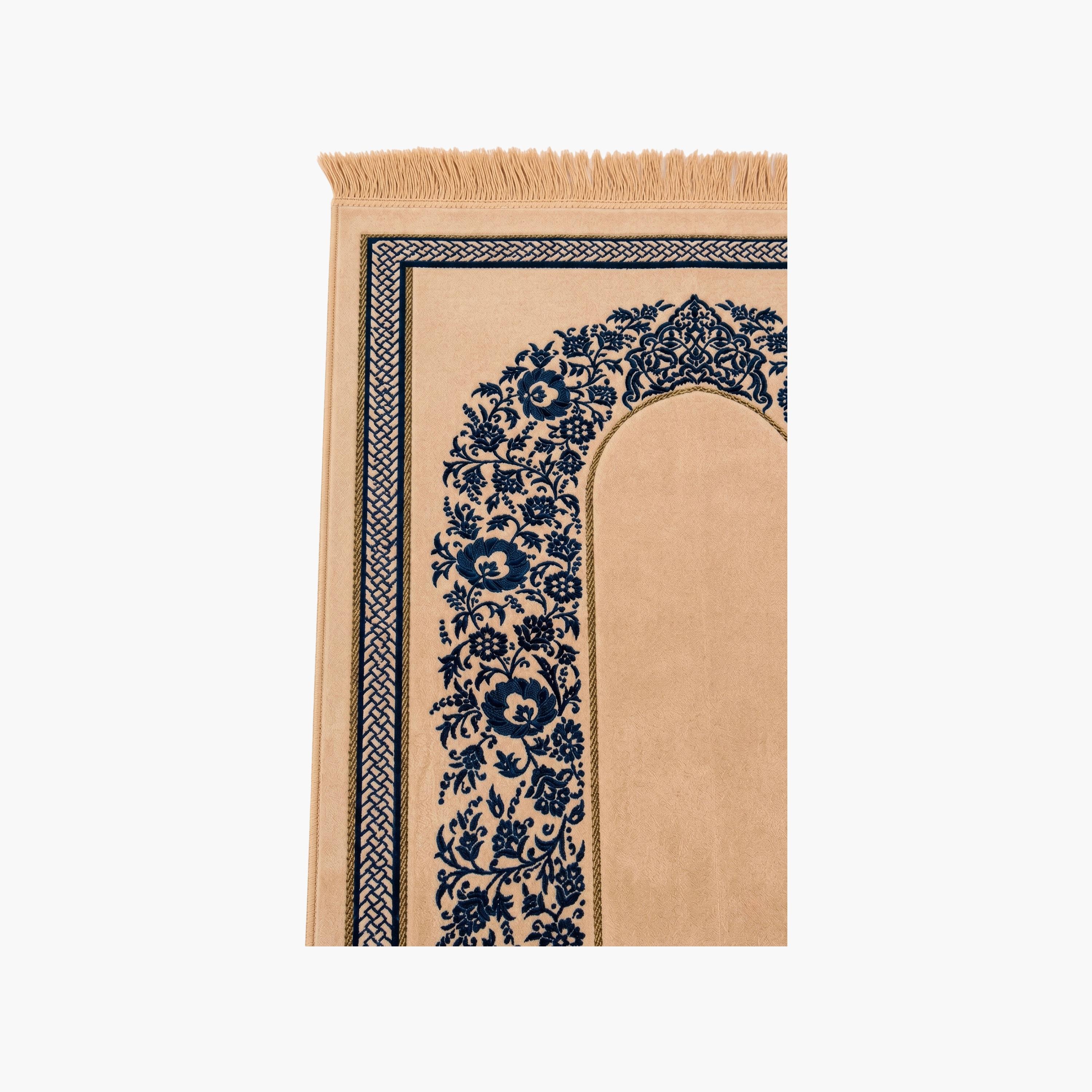 سجادة صلاة حديث المدينة بتصميم قوس ونقوش زهور مزخرفة، 110 سم × 70 سم-household-rugsandcarpets-prayermats-image-2