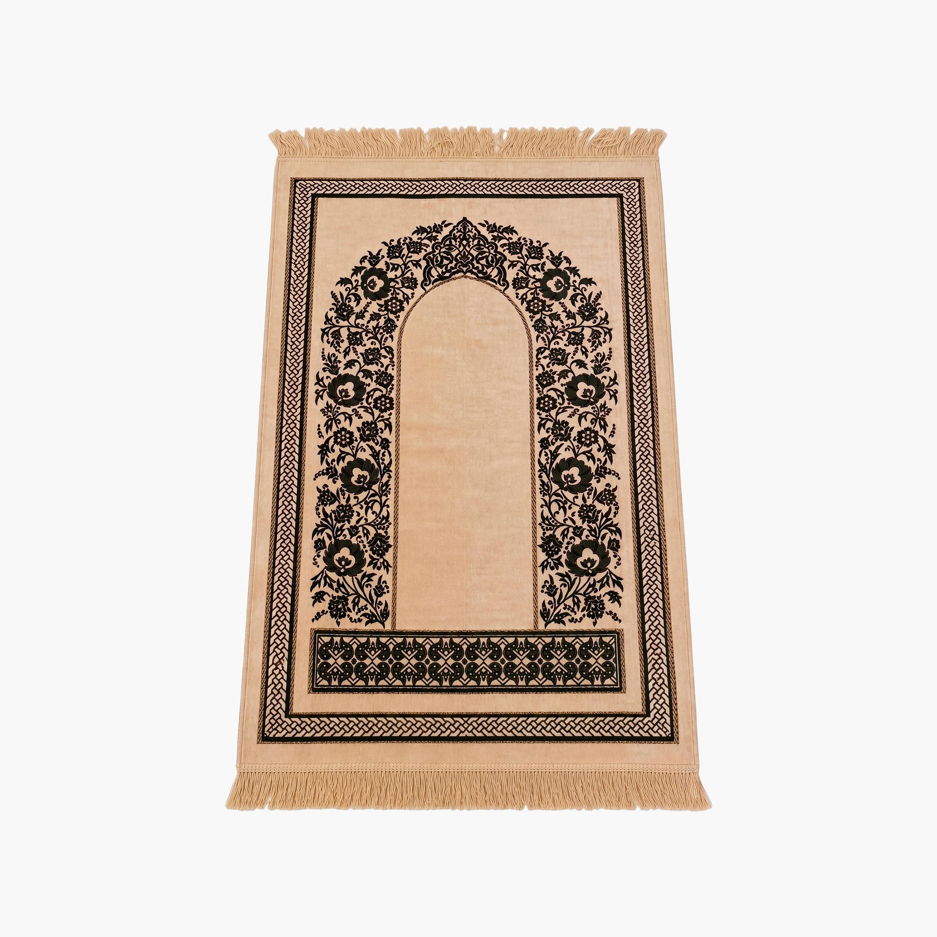 Hadiyath Al Madinah Ornate Floral Arch Prayer Mat 110cm X 70cm-household-rugsandcarpets-prayermats-image-1